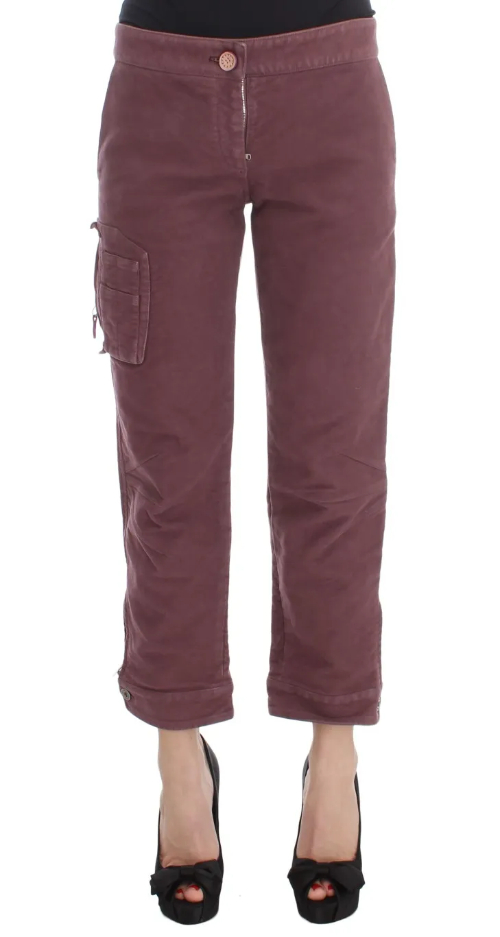 Ermanno Scervino Women's Chic Bordeaux Capri Cropped Cargo Pants