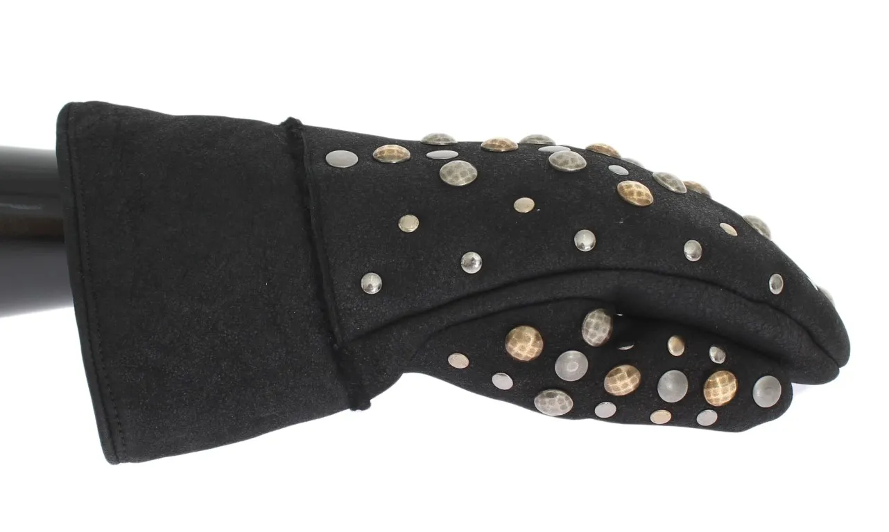 Dolce & Gabbana Men's Elegant Studded Gray Wool Gloves