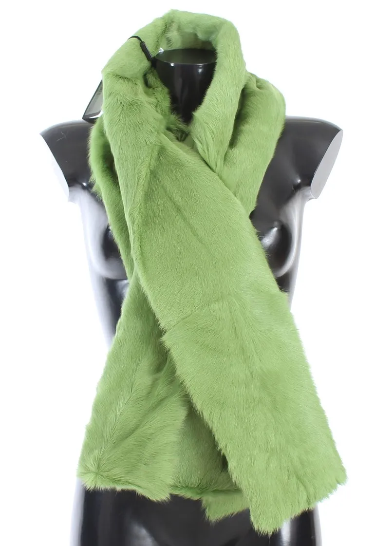Dolce & Gabbana Women's Elegant Green Fur Shoulder Wrap Scarf