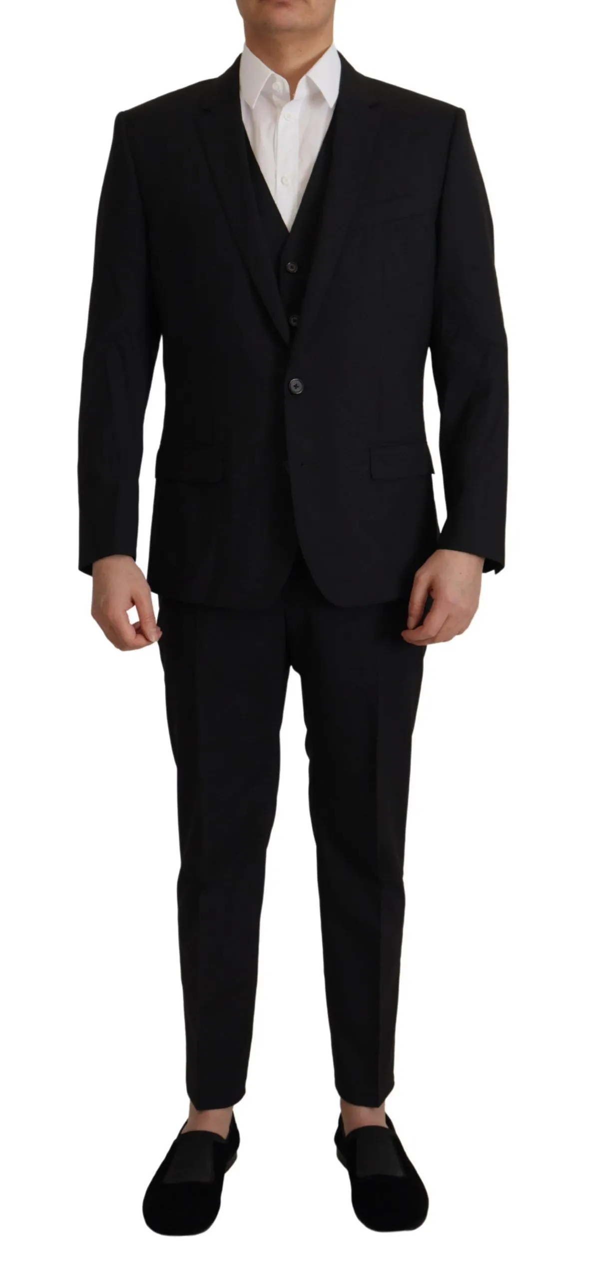 Dolce & Gabbana Men's Elegant Black Three Piece Wool Suit