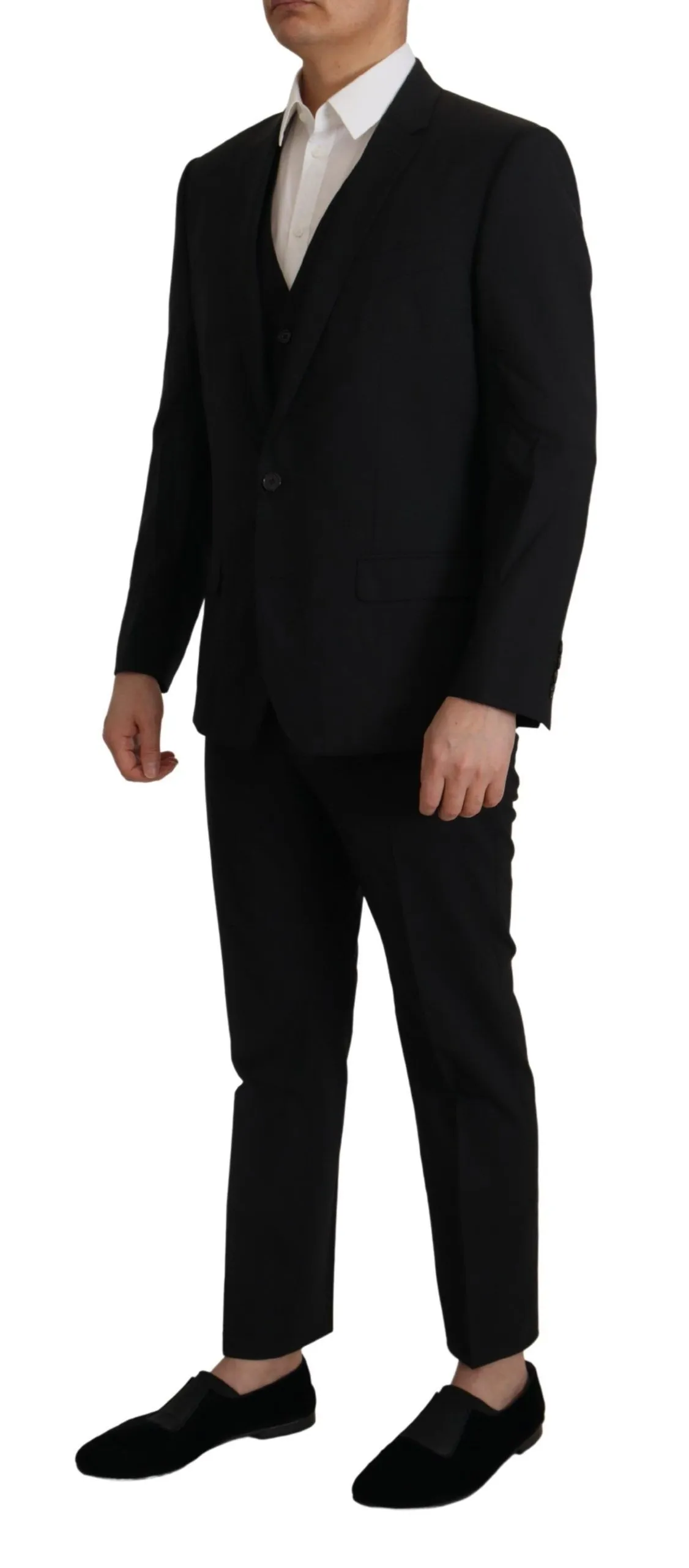 Dolce & Gabbana Men's Elegant Black Three Piece Wool Suit