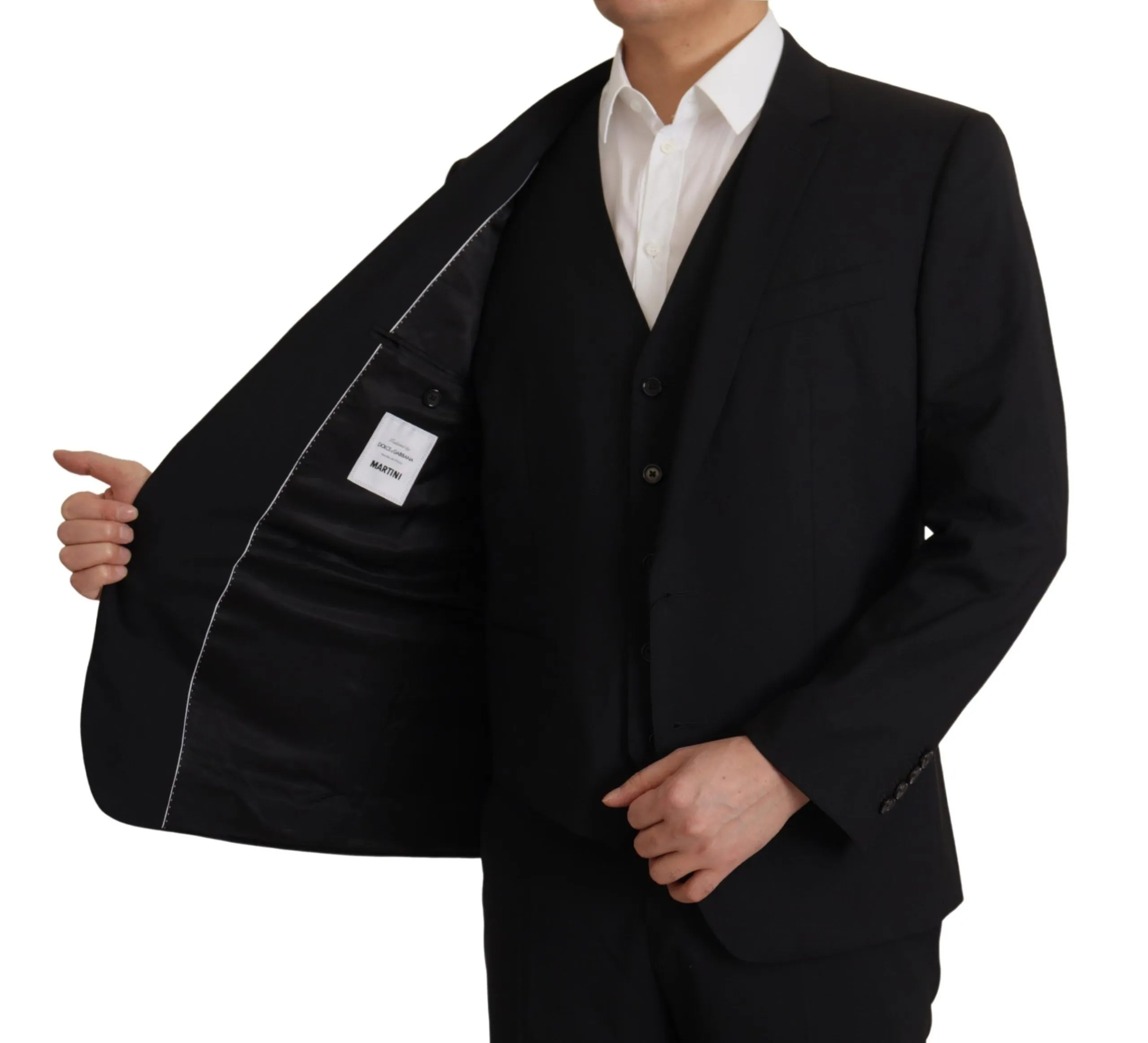 Dolce & Gabbana Men's Elegant Black Three Piece Wool Suit