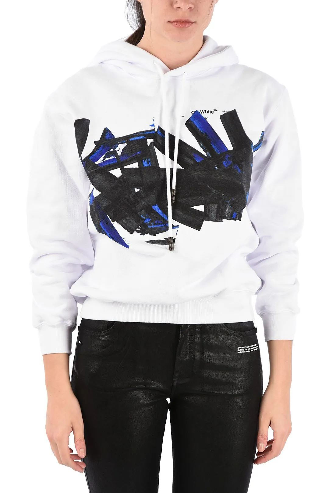 Off-White Women's Graphic Print Cotton Hooded Sweatshirt