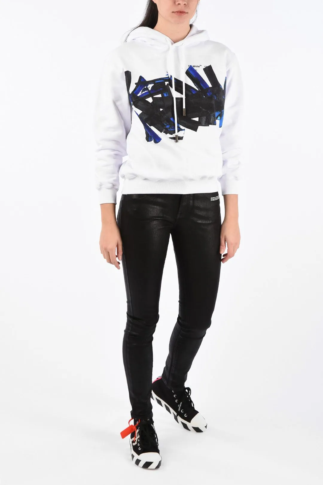 Off-White Women's Graphic Print Cotton Hooded Sweatshirt