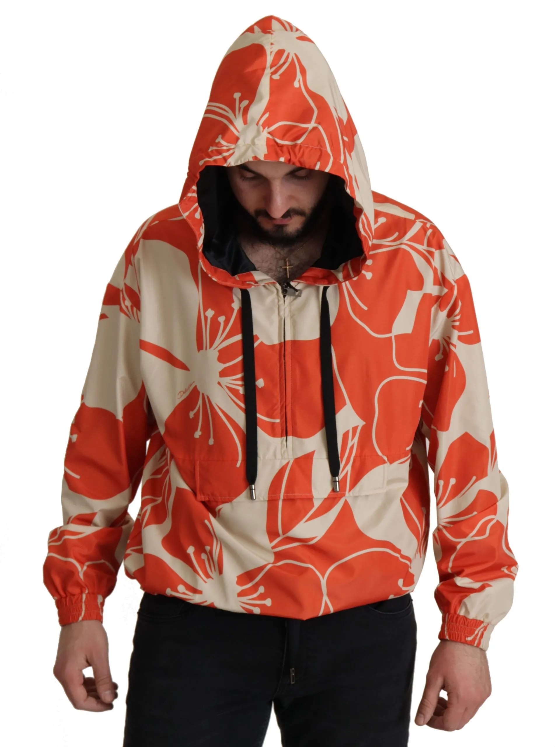 Dolce & Gabbana Men's Elegant Floral Zip Hooded Sweater