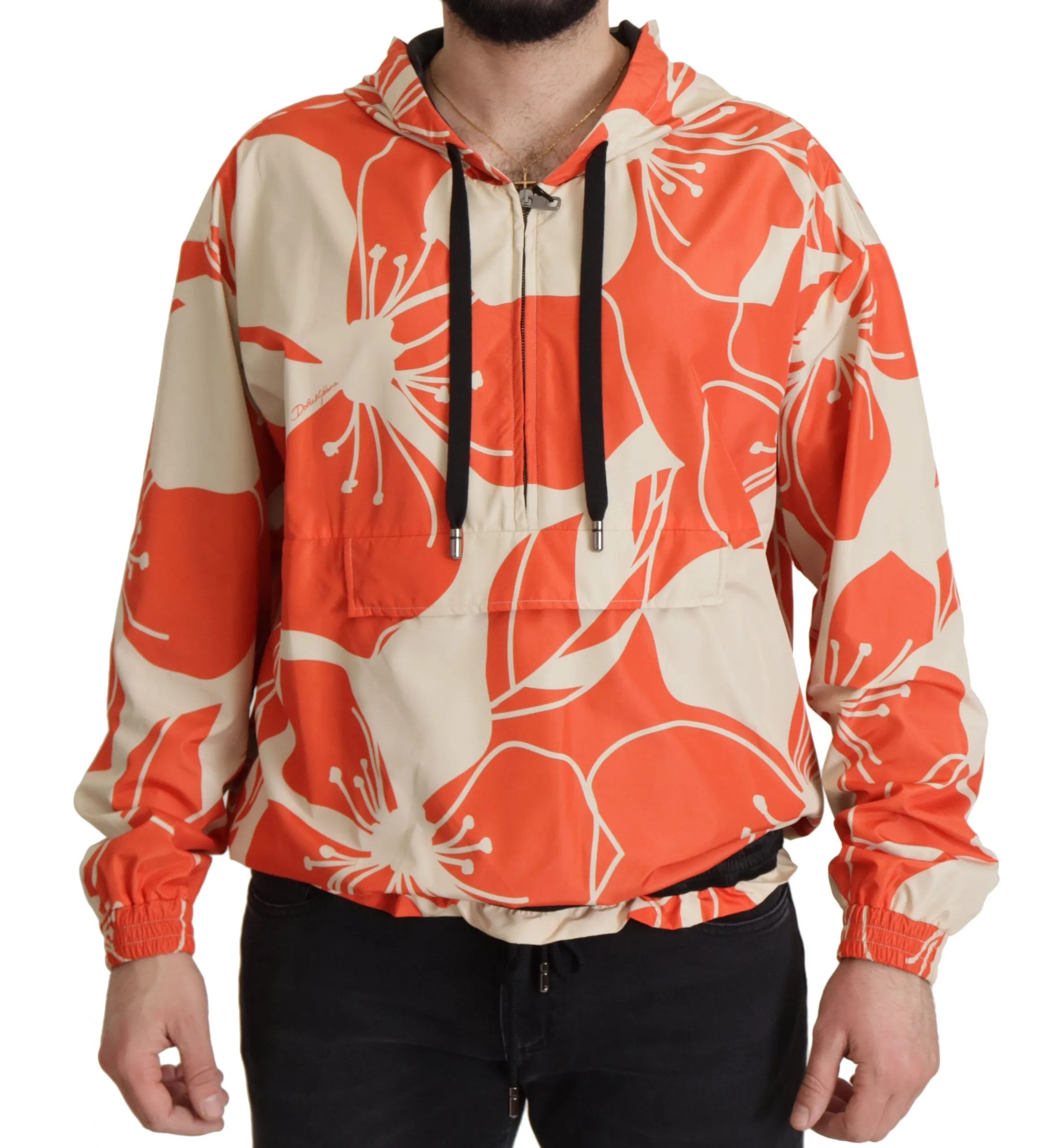 Dolce & Gabbana Men's Elegant Floral Zip Hooded Sweater