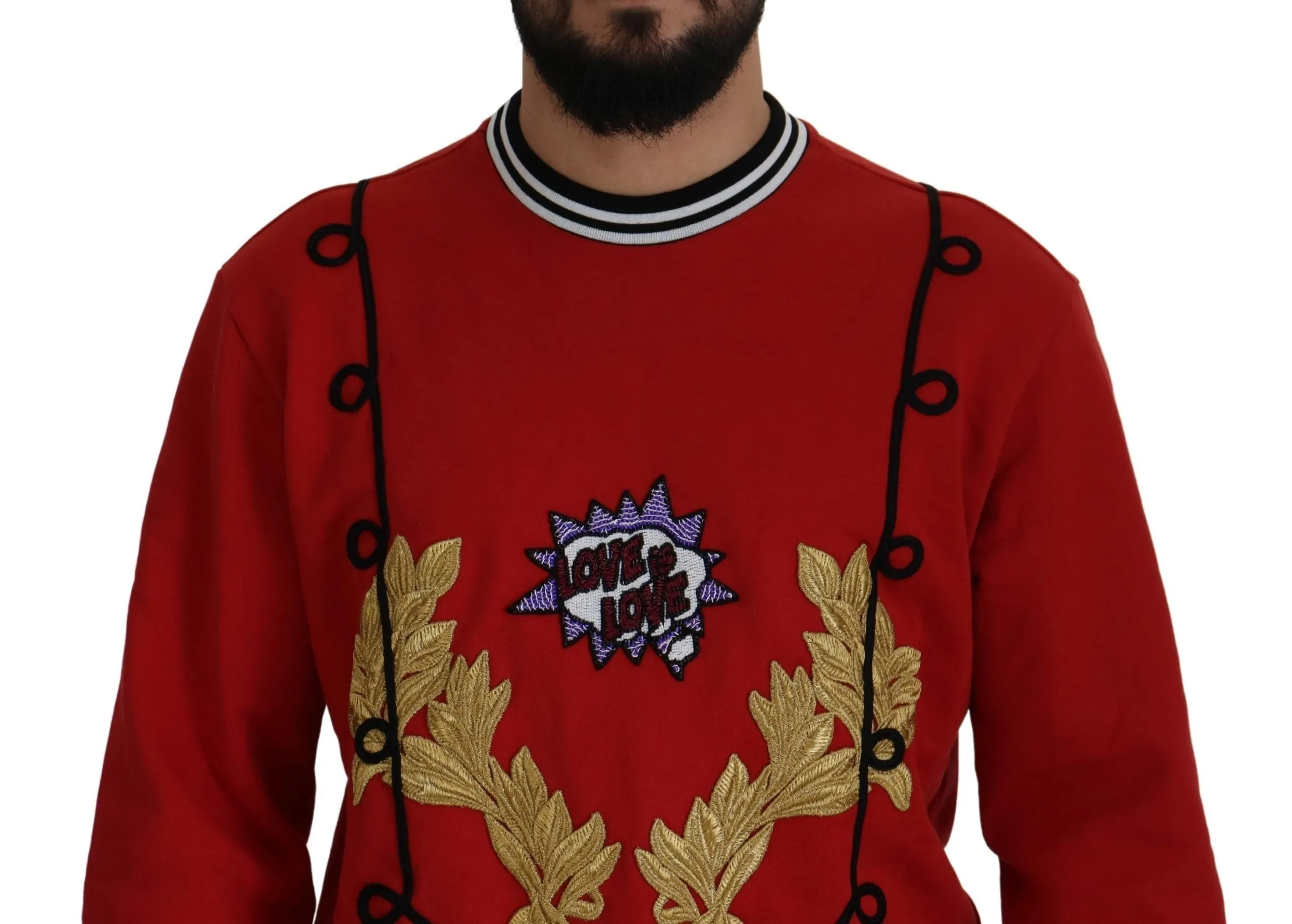 Dolce & Gabbana Men's Dazzling Sequined Red Pullover Sweater