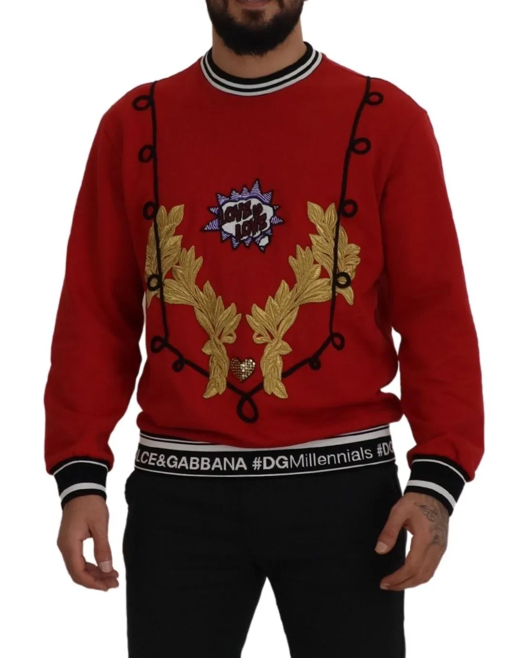 Dolce & Gabbana Men's Dazzling Sequined Red Pullover Sweater