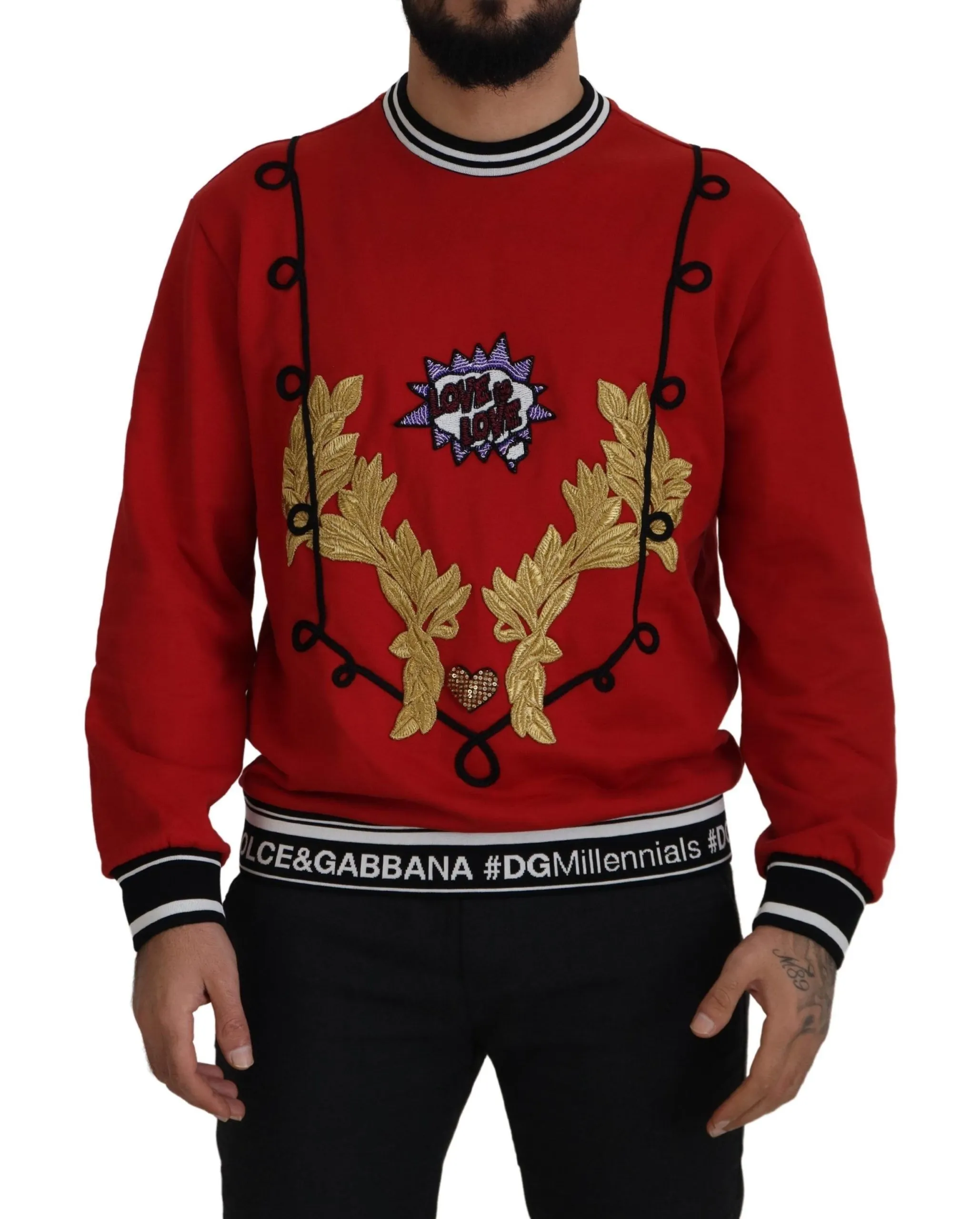 Dolce & Gabbana Men's Dazzling Sequined Red Pullover Sweater