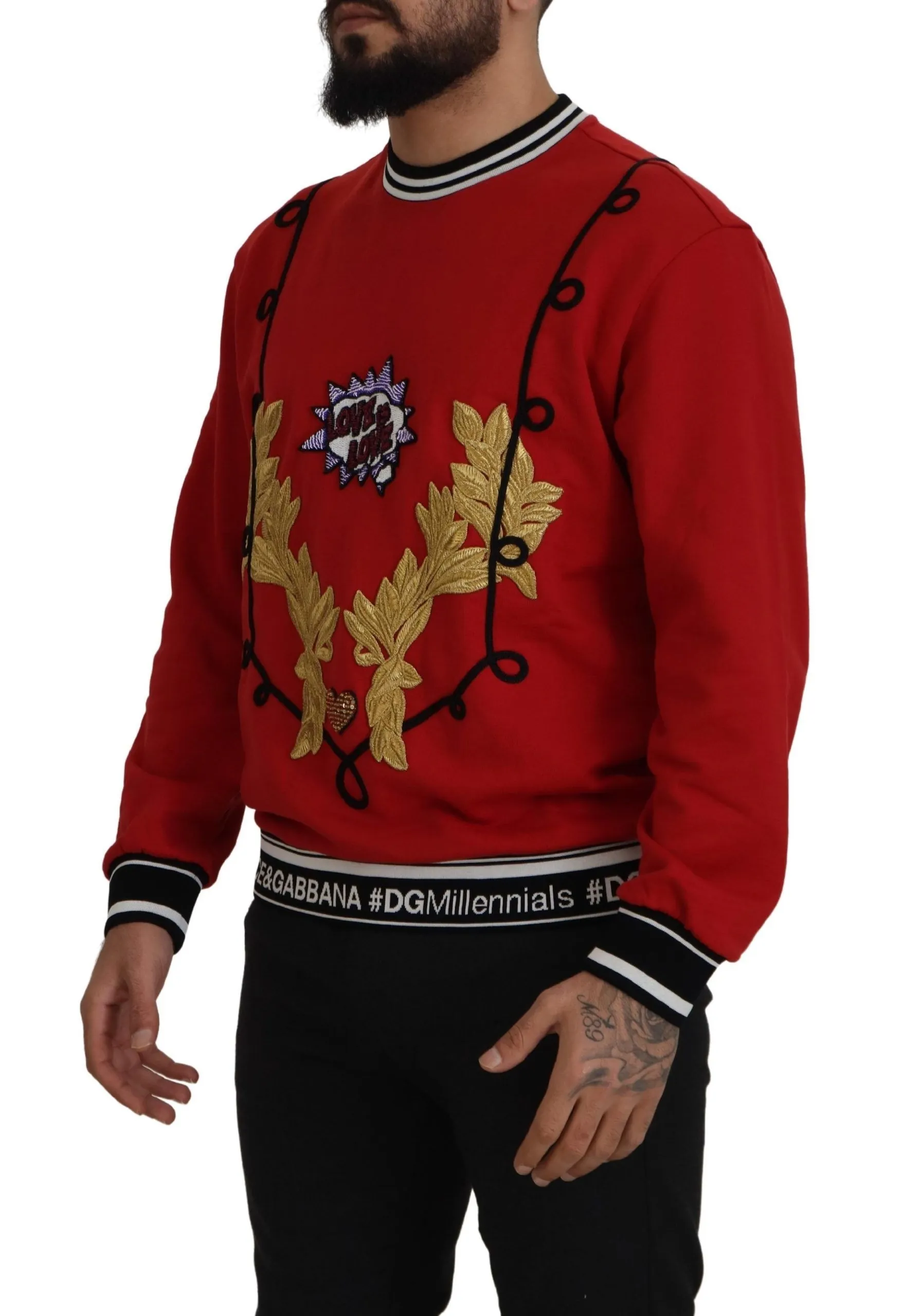 Dolce & Gabbana Men's Dazzling Sequined Red Pullover Sweater