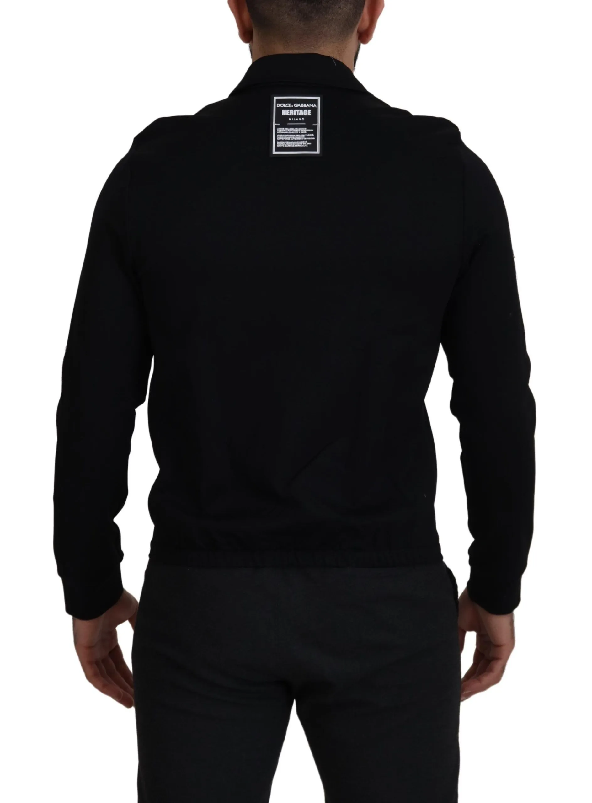 Dolce & Gabbana Men's Elegant Full Zip Black and White Sweater