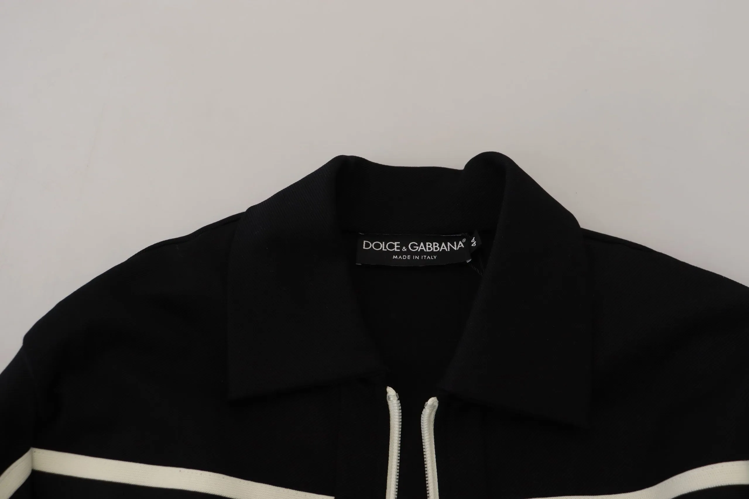 Dolce & Gabbana Men's Elegant Full Zip Black and White Sweater