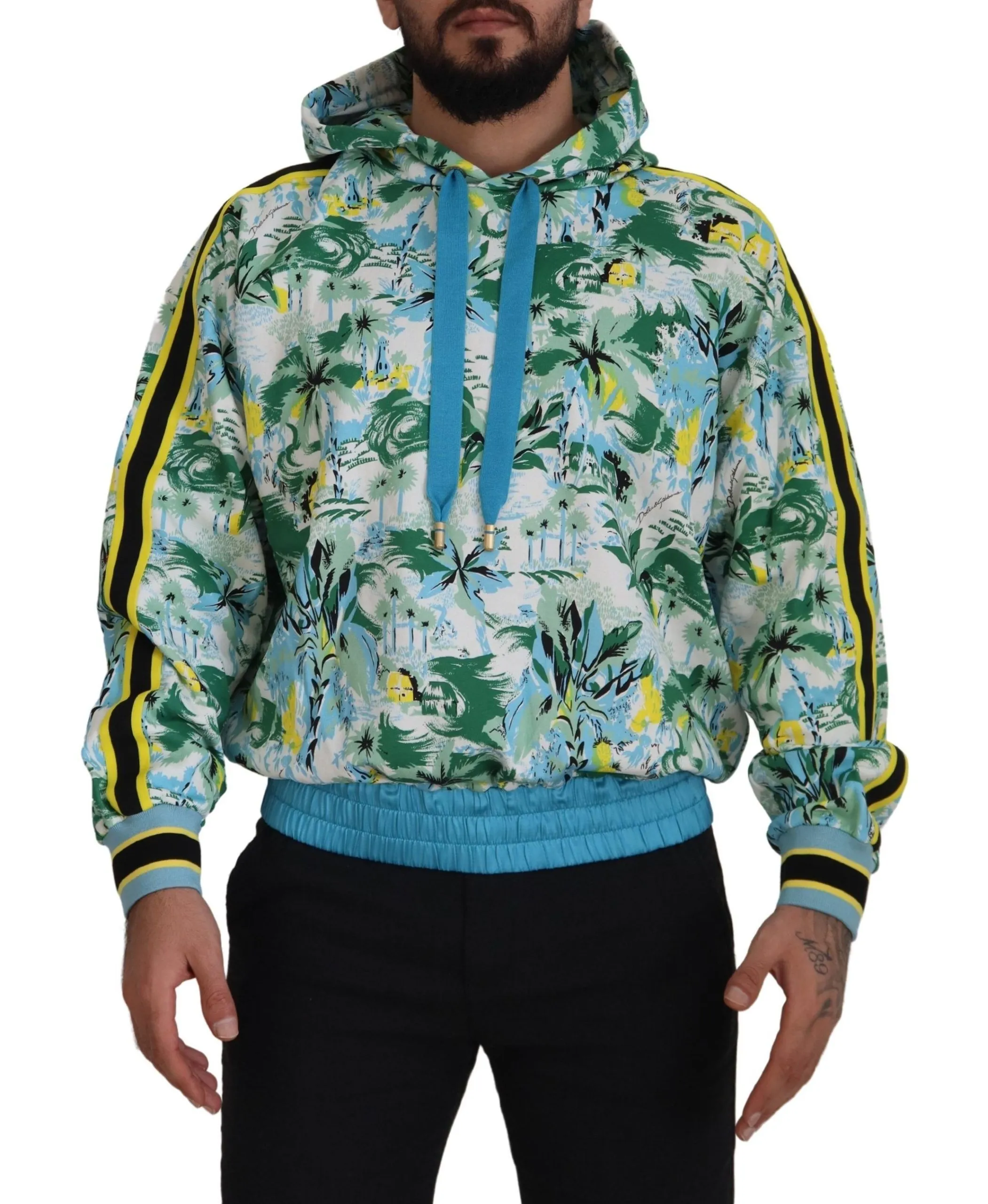 Dolce & Gabbana Men's Multicolor Cotton Silk Hooded Sweatshirt