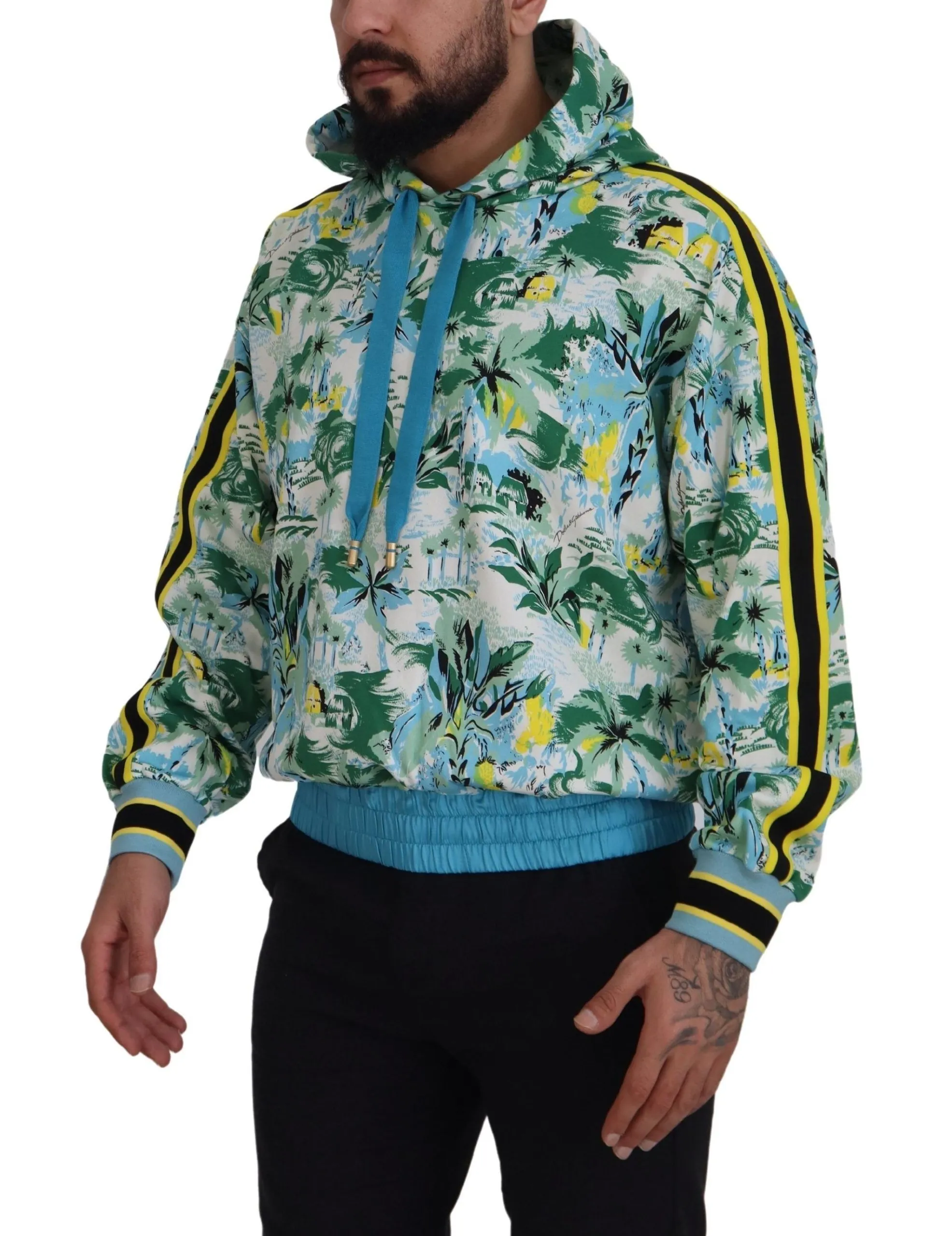 Dolce & Gabbana Men's Multicolor Cotton Silk Hooded Sweatshirt