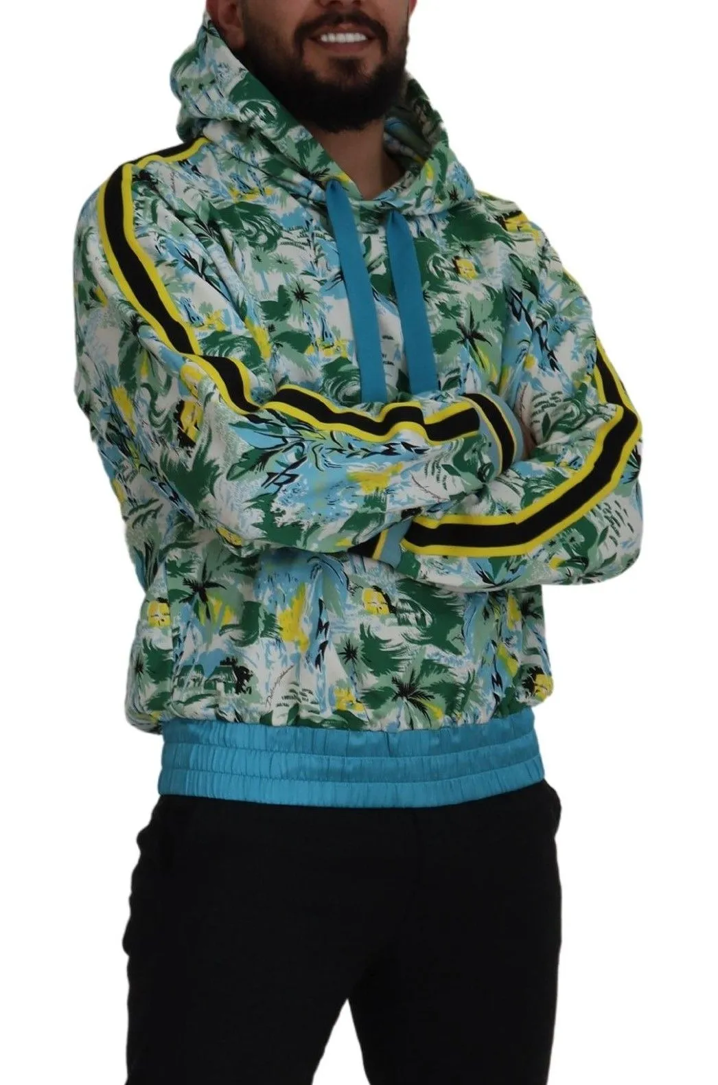 Dolce & Gabbana Men's Multicolor Cotton Silk Hooded Sweatshirt