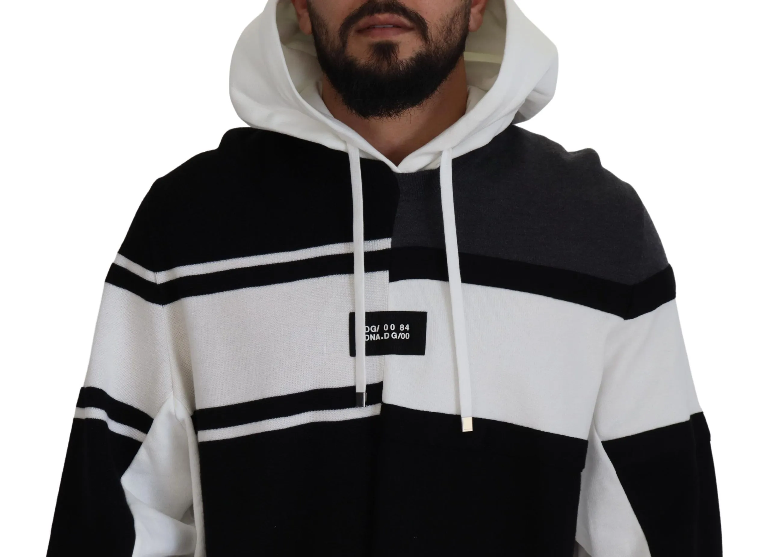 Dolce & Gabbana Men's Elegant Bicolor Wool-Blend Hooded Sweater