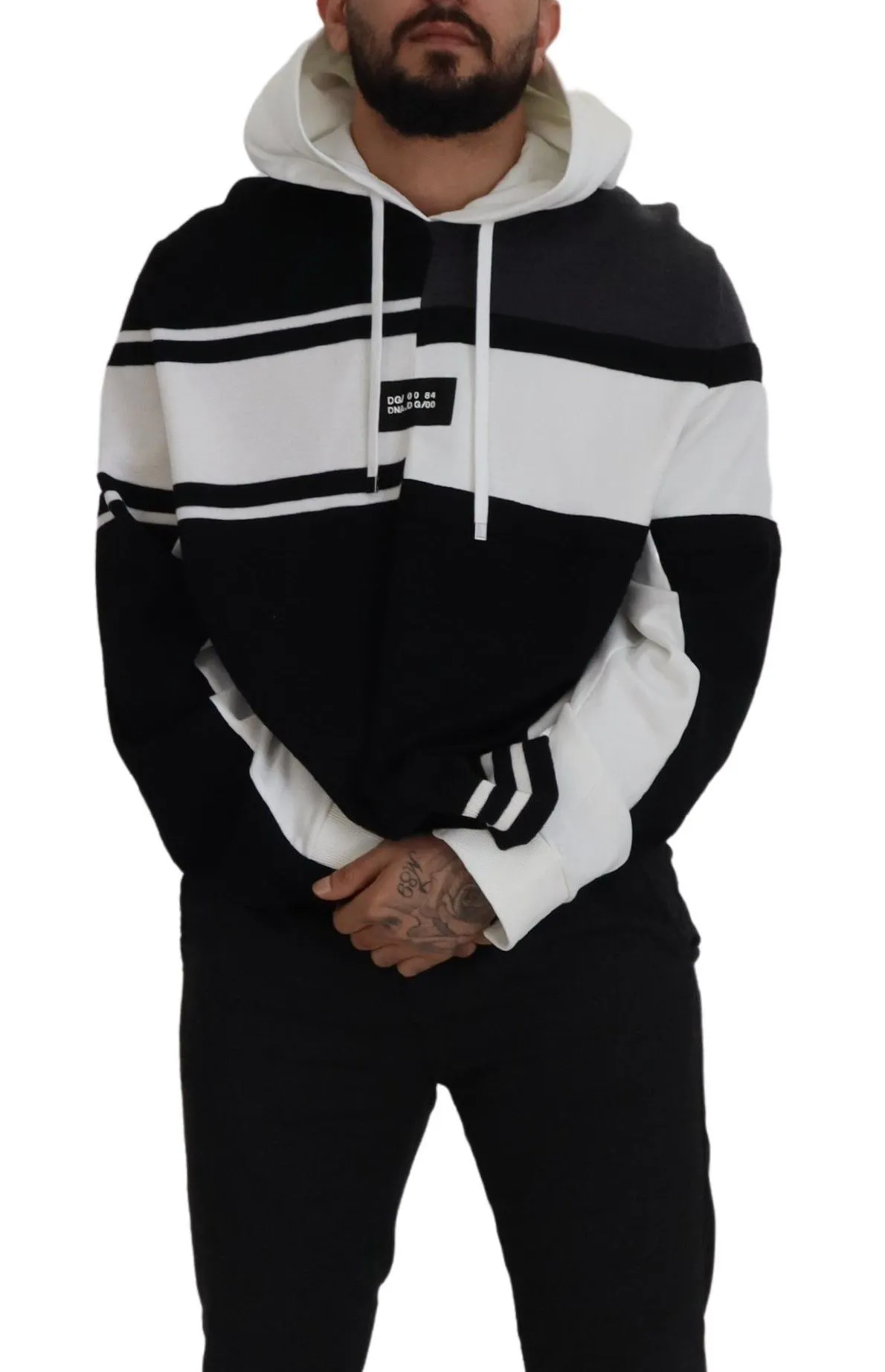 Dolce & Gabbana Men's Elegant Bicolor Wool-Blend Hooded Sweater