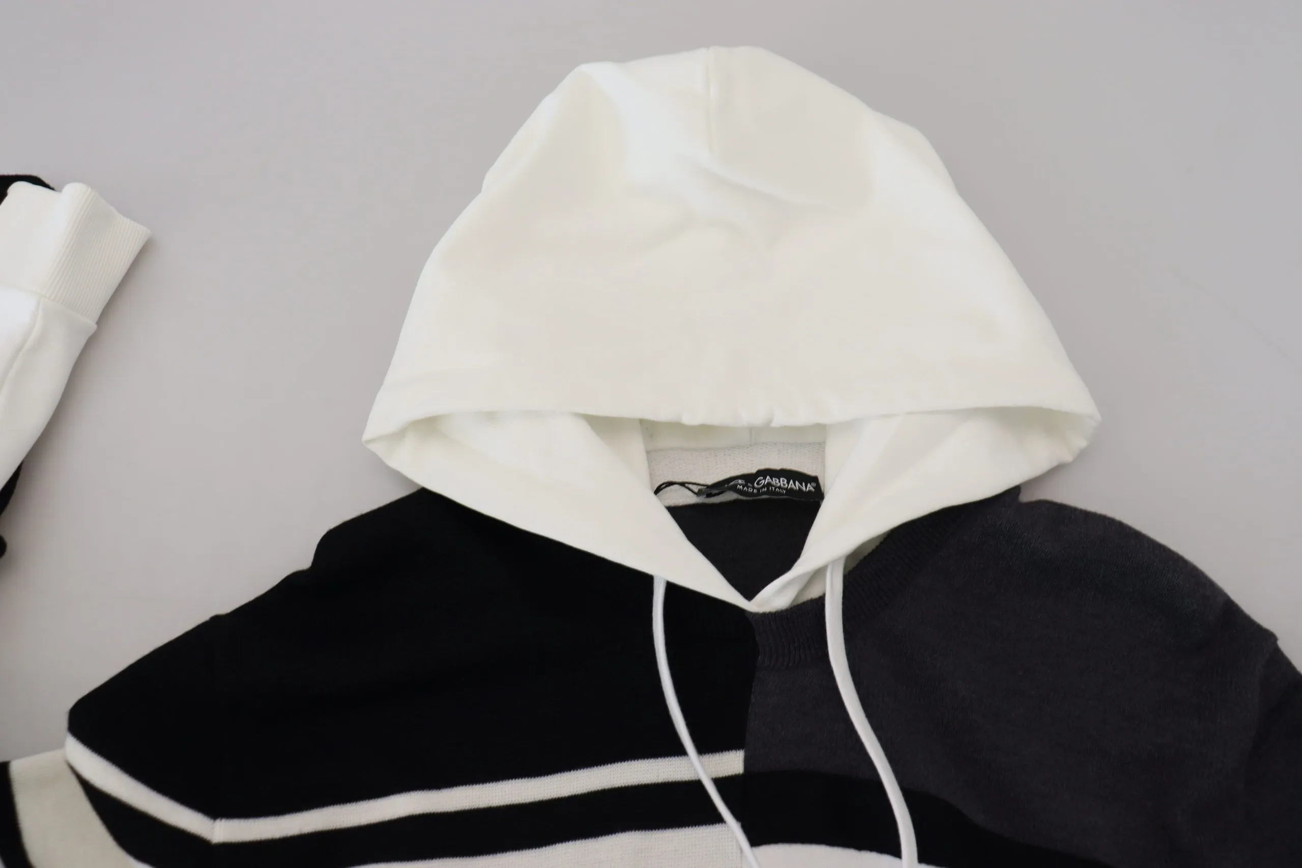 Dolce & Gabbana Men's Elegant Bicolor Wool-Blend Hooded Sweater