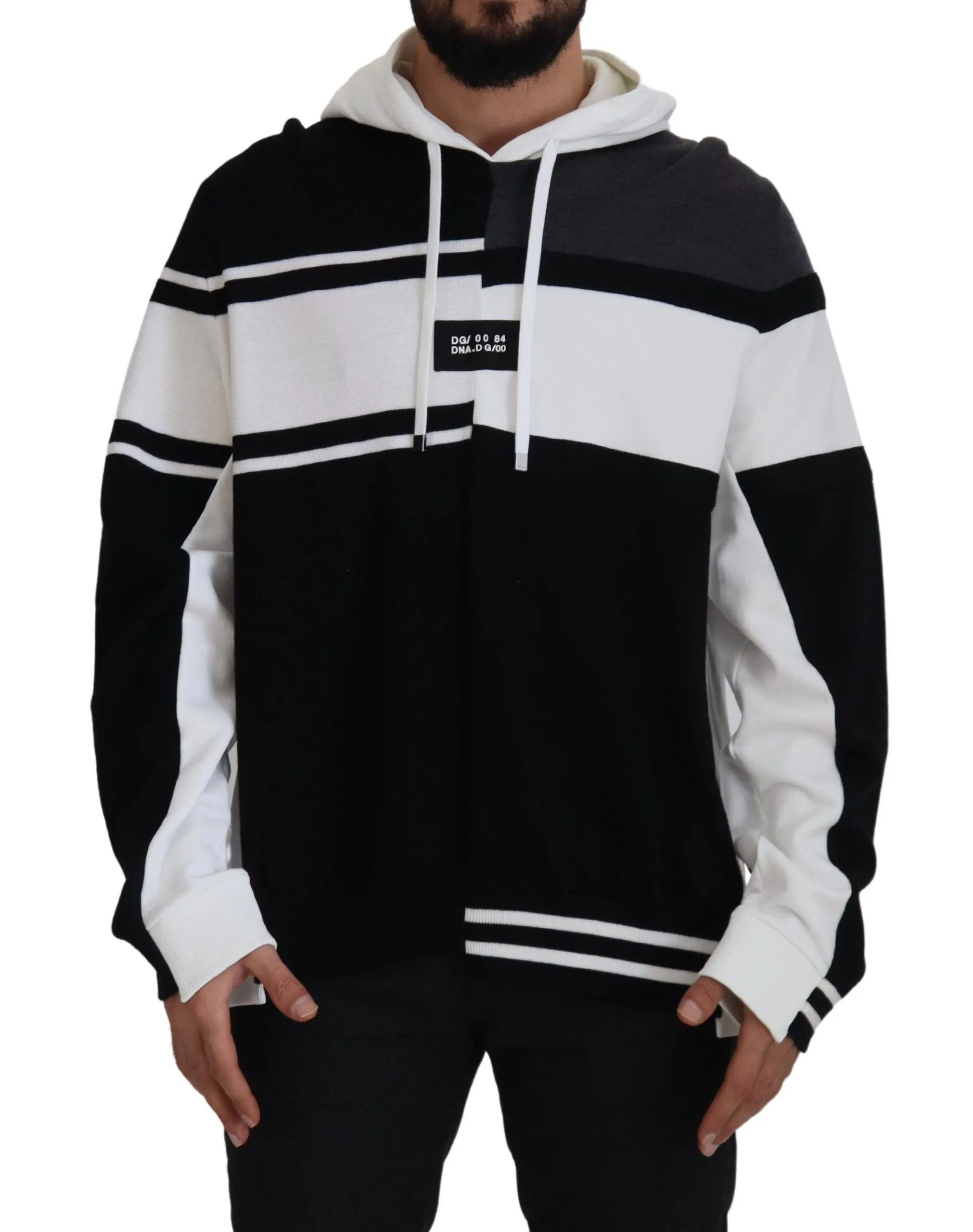 Dolce & Gabbana Men's Elegant Bicolor Wool-Blend Hooded Sweater