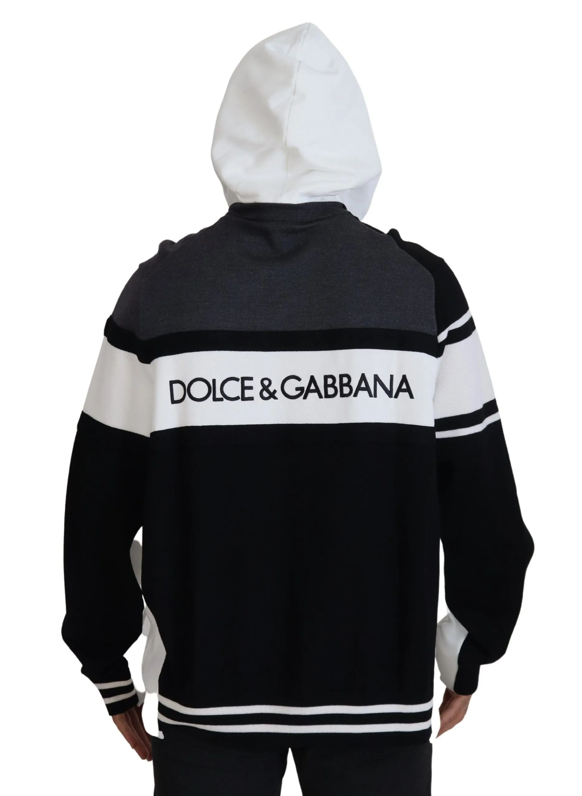 Dolce & Gabbana Men's Elegant Bicolor Wool-Blend Hooded Sweater