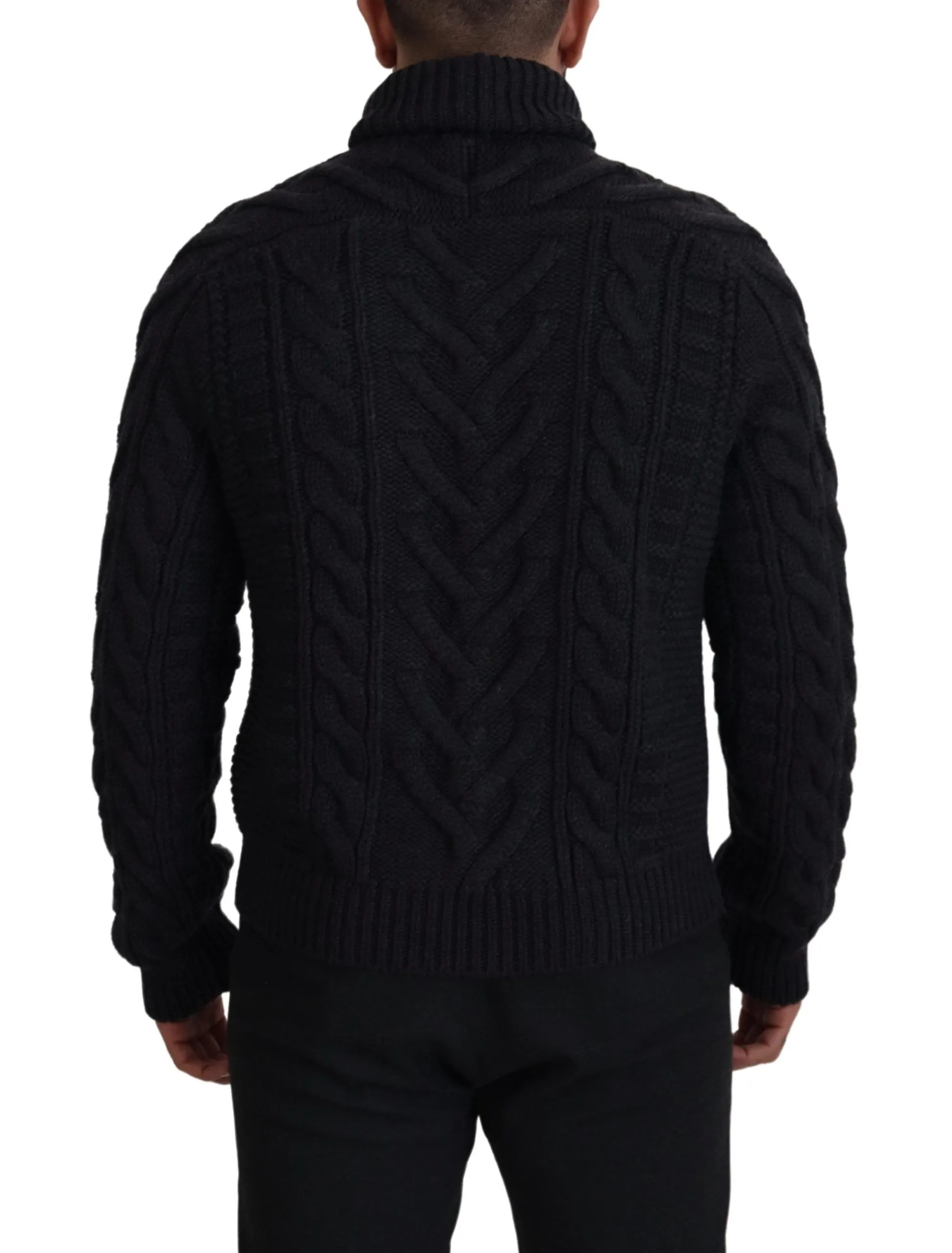 Dolce & Gabbana Men's Elegant Black Wool-Cashmere Pullover Sweater