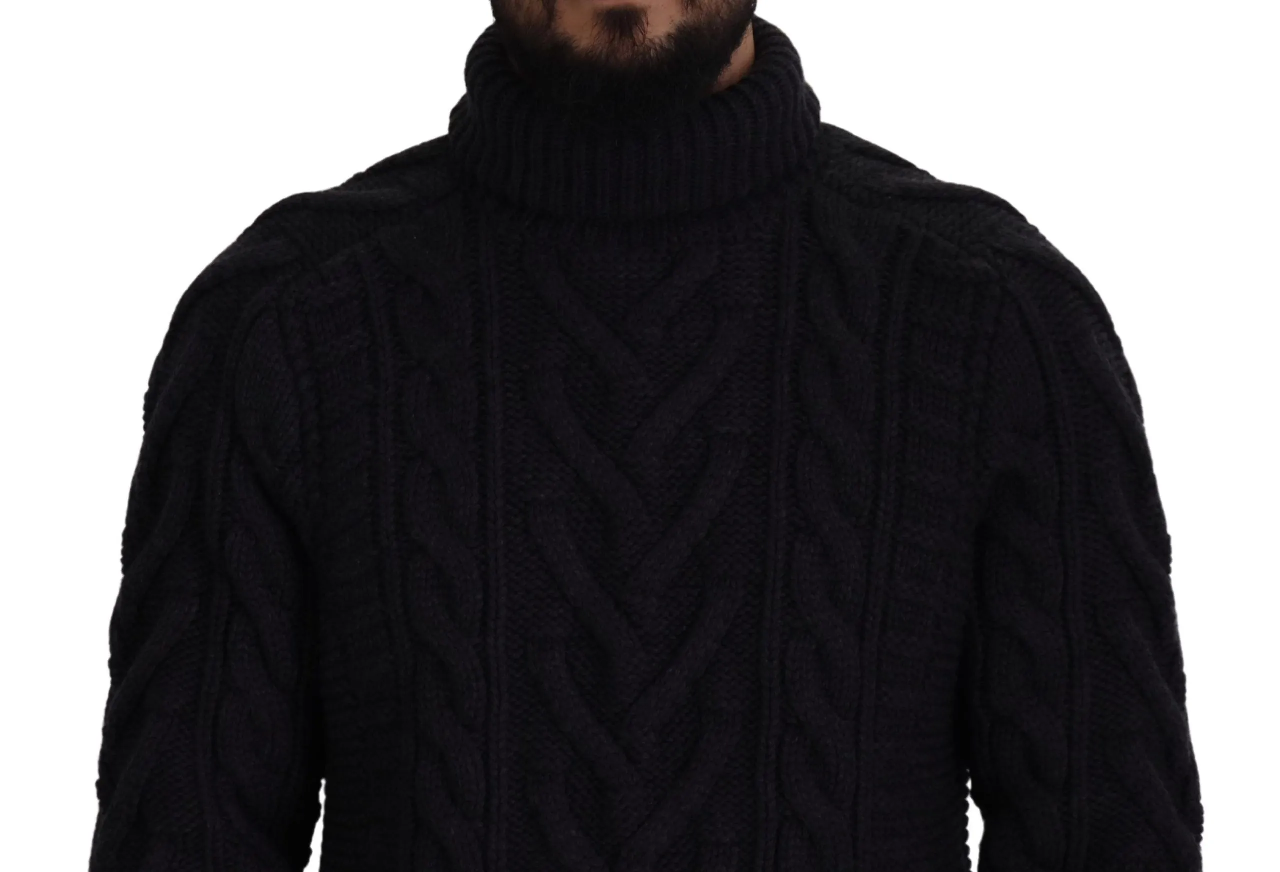 Dolce & Gabbana Men's Elegant Black Wool-Cashmere Pullover Sweater