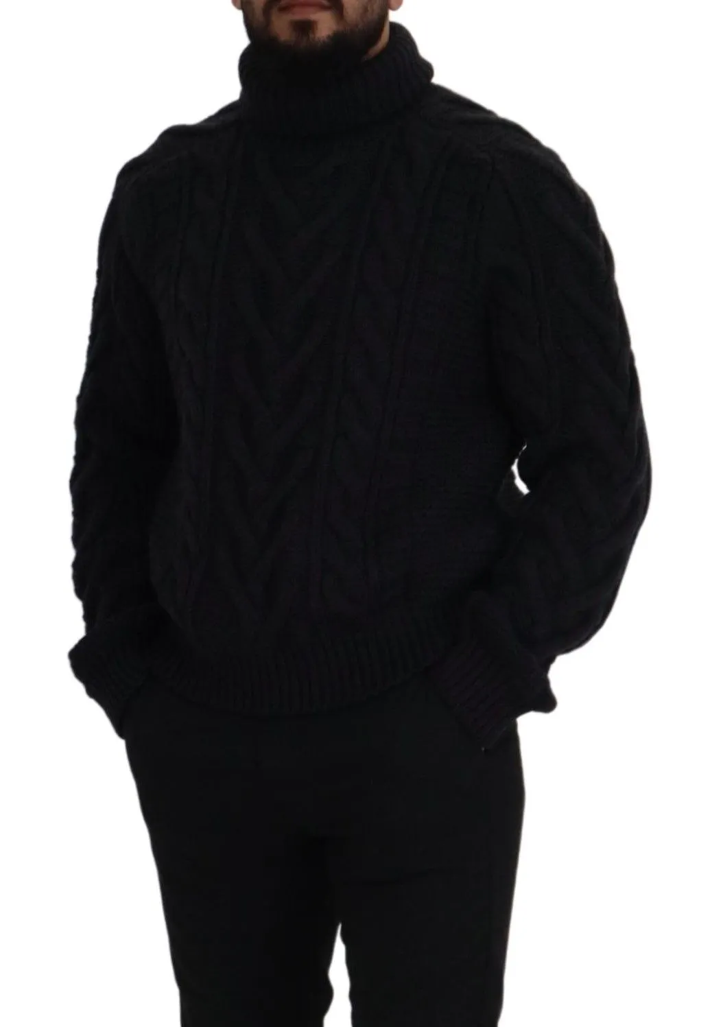 Dolce & Gabbana Men's Elegant Black Wool-Cashmere Pullover Sweater