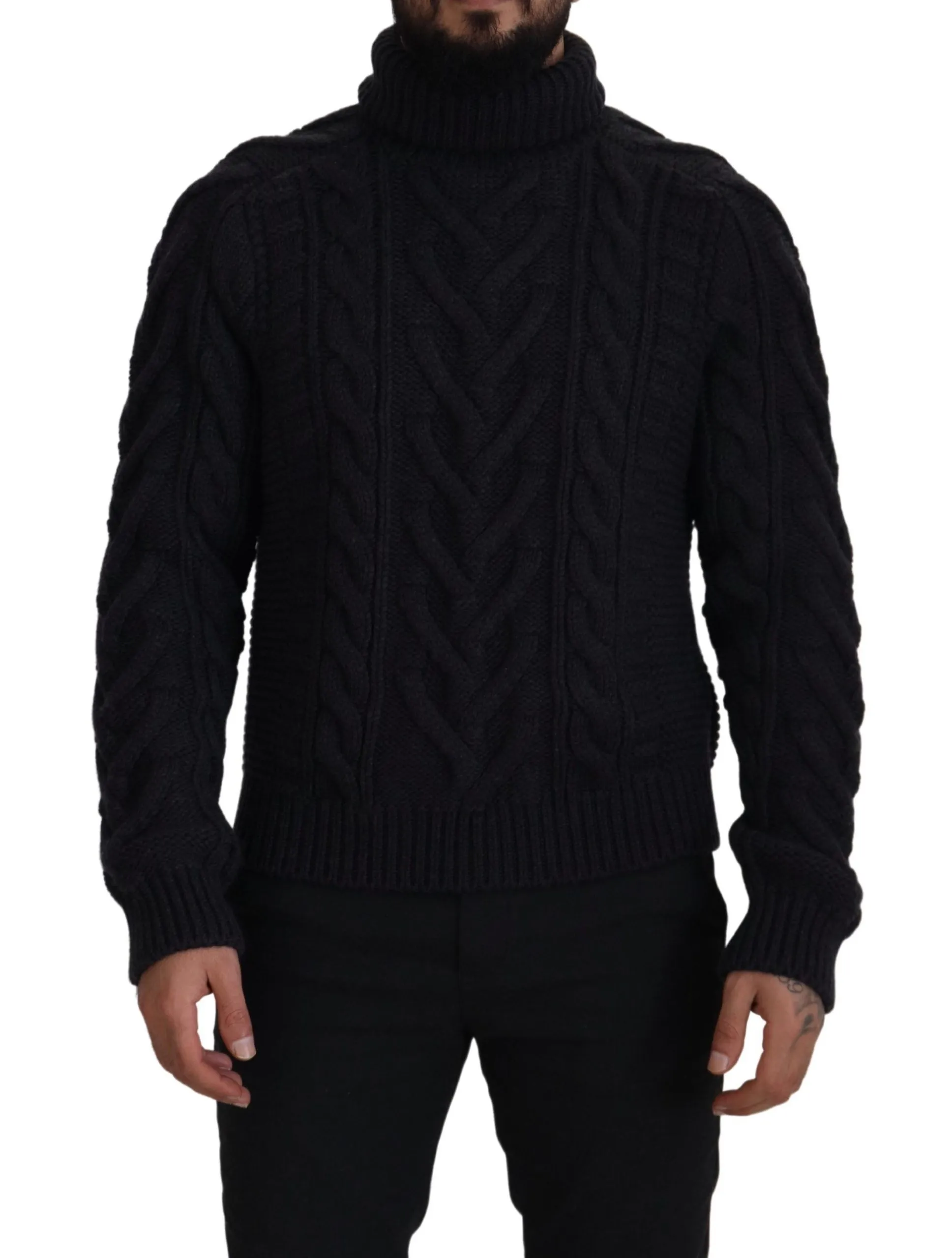 Dolce & Gabbana Men's Elegant Black Wool-Cashmere Pullover Sweater