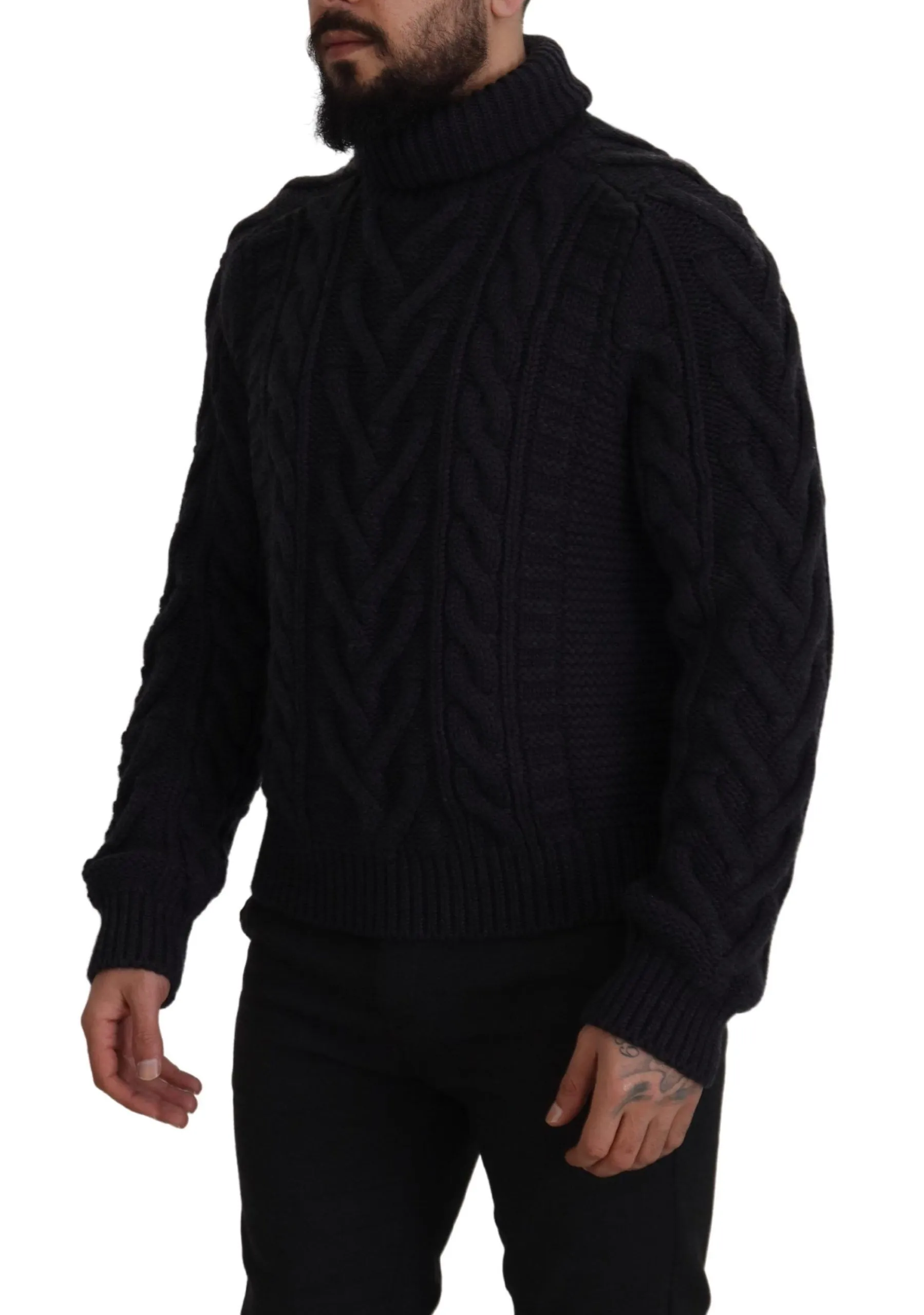Dolce & Gabbana Men's Elegant Black Wool-Cashmere Pullover Sweater