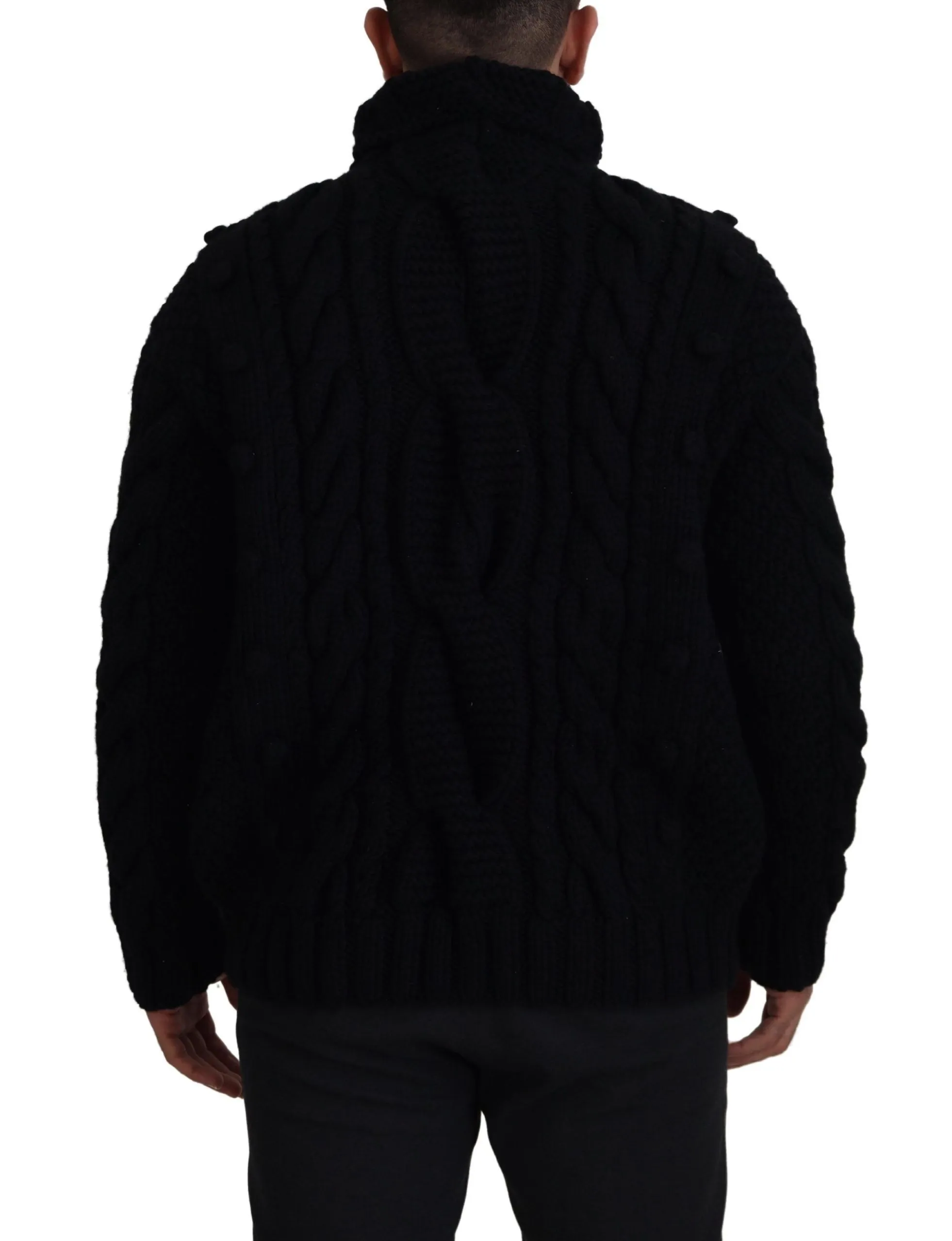 Dolce & Gabbana Men's Elegant Black Cashmere Turtleneck Sweater