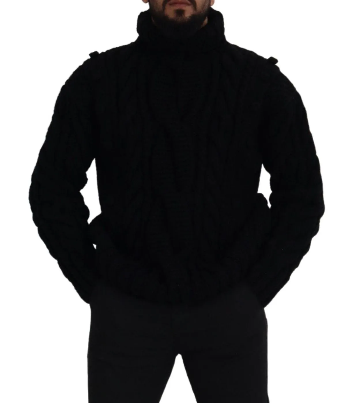 Dolce & Gabbana Men's Elegant Black Cashmere Turtleneck Sweater