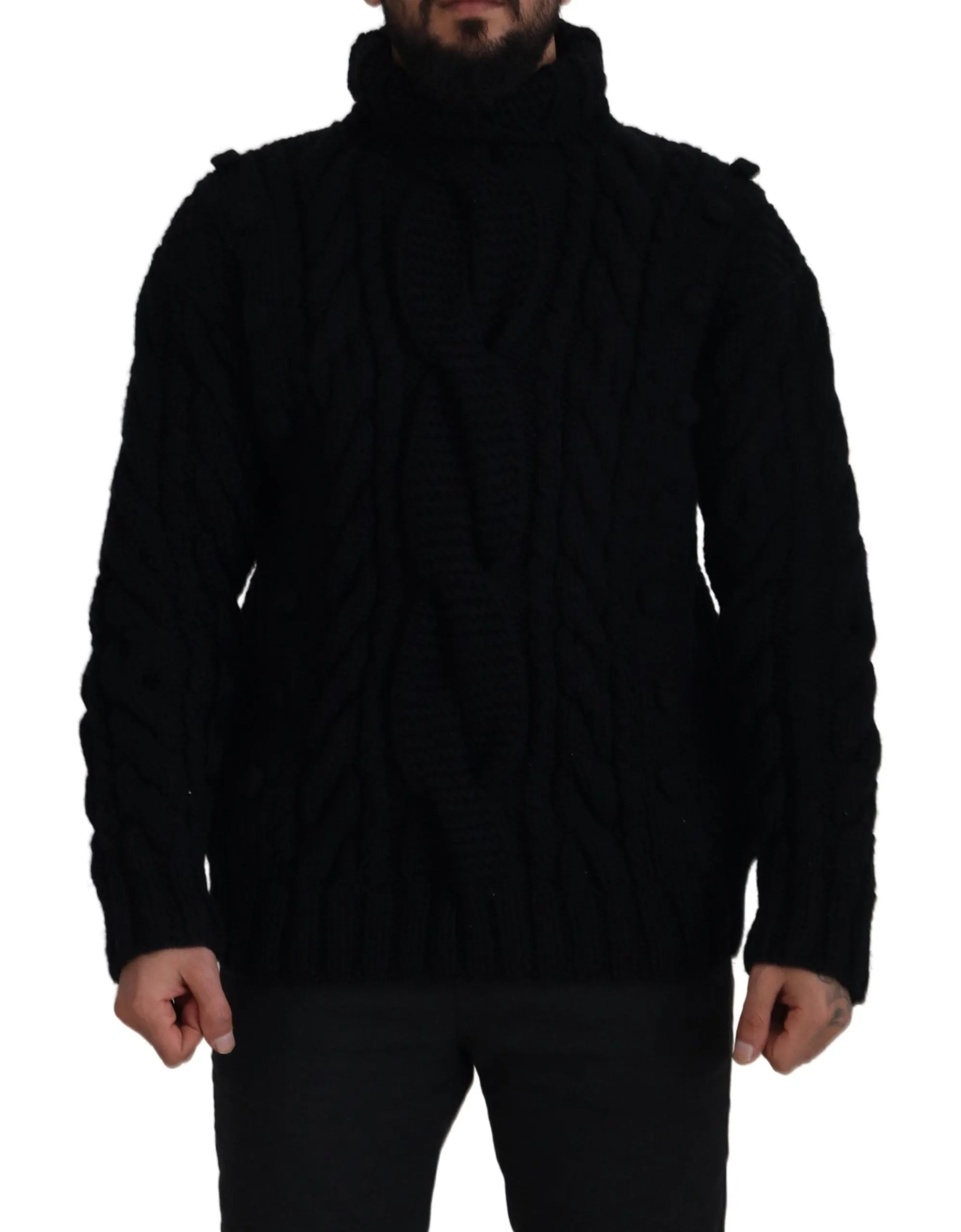 Dolce & Gabbana Men's Elegant Black Cashmere Turtleneck Sweater