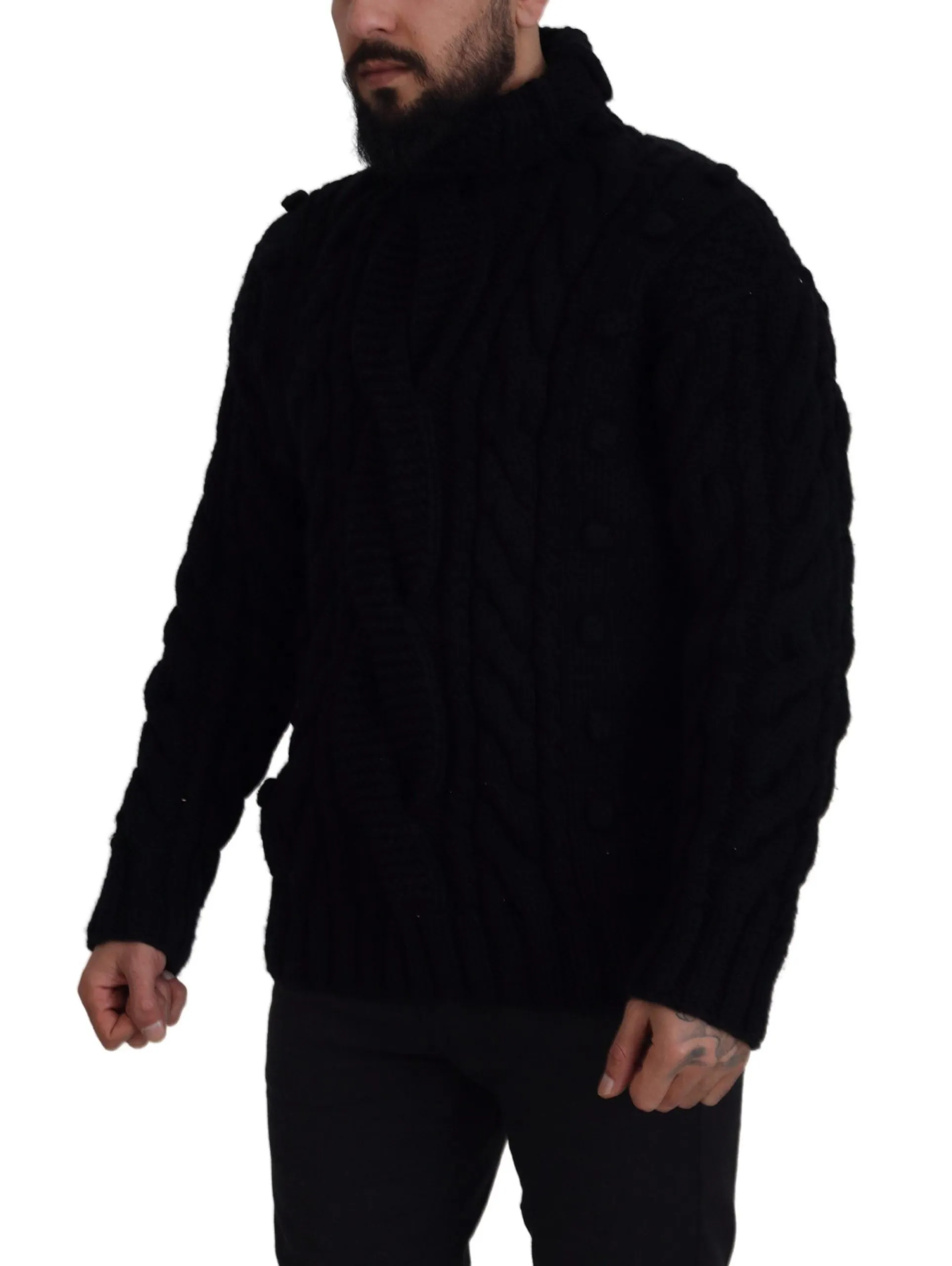 Dolce & Gabbana Men's Elegant Black Cashmere Turtleneck Sweater
