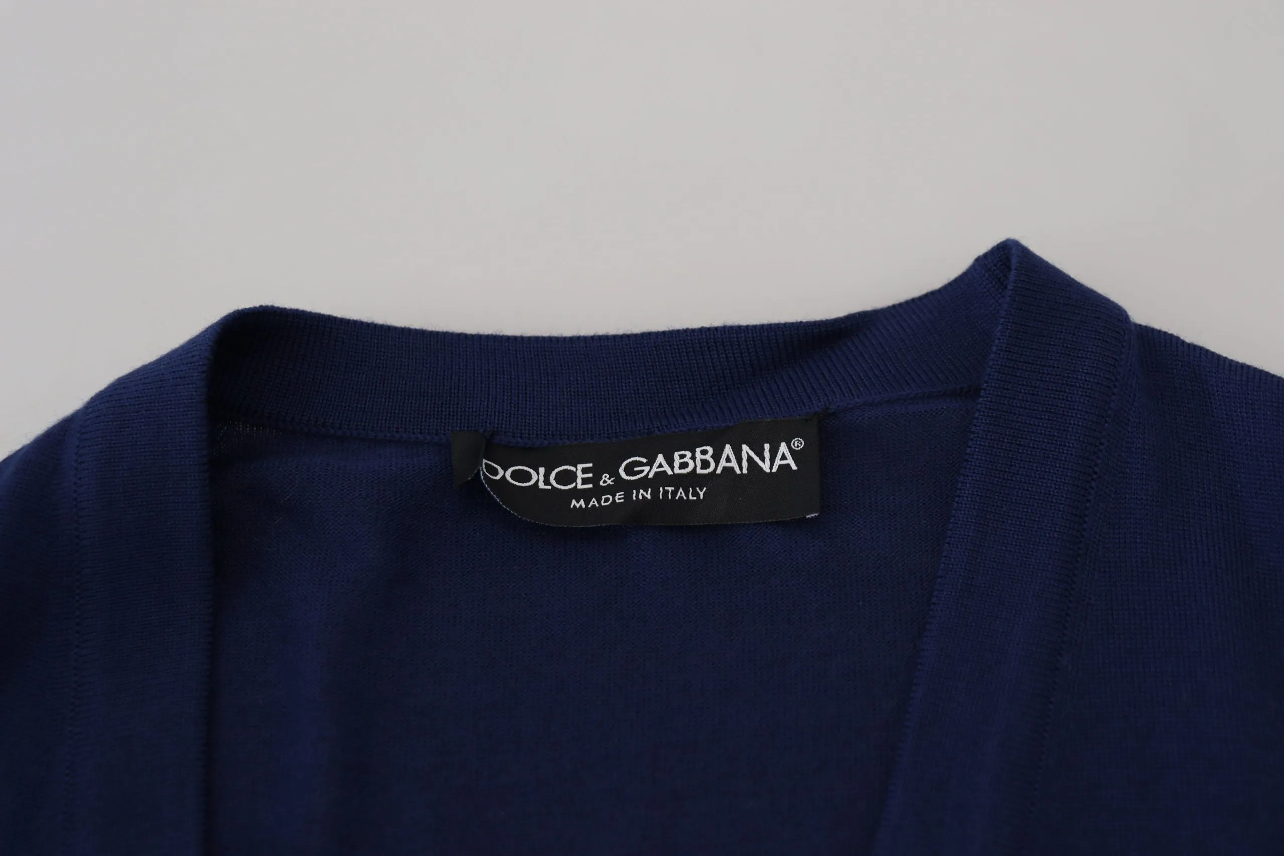 Dolce & Gabbana Men's Elegant Virgin Wool Blue Cardigan Sweater