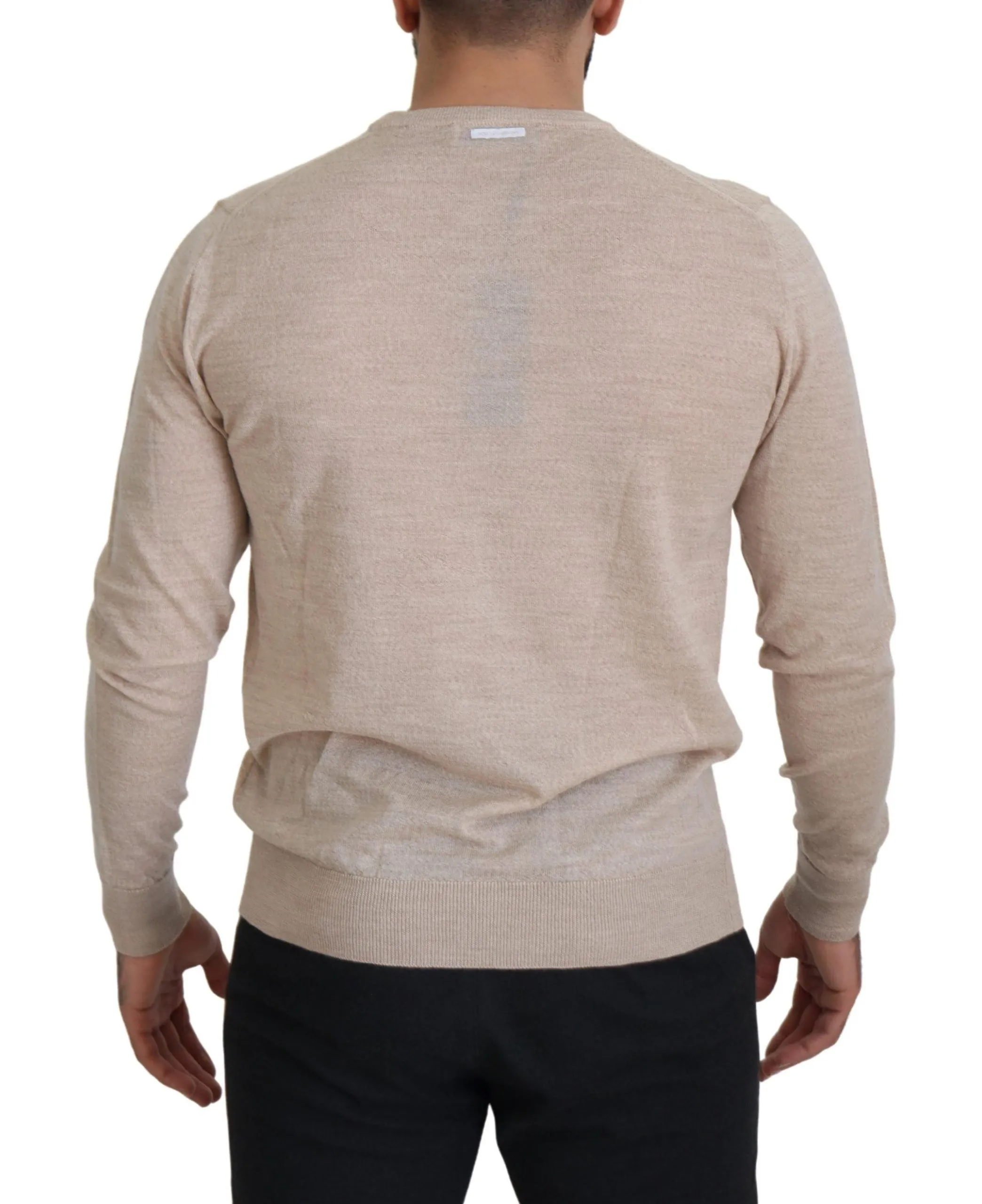 Dolce & Gabbana Men's Elegant Beige Crewneck Wool Sweater