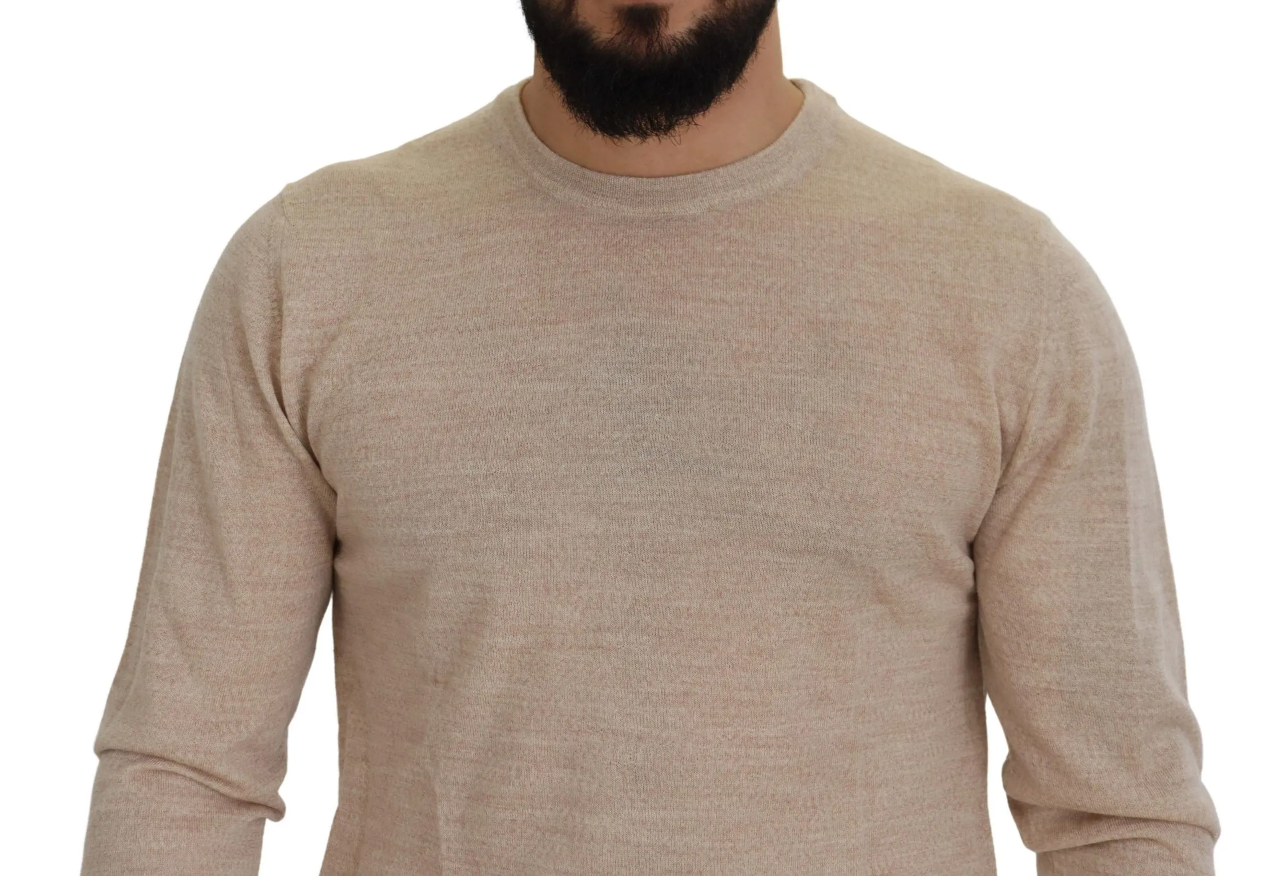 Dolce & Gabbana Men's Elegant Beige Crewneck Wool Sweater