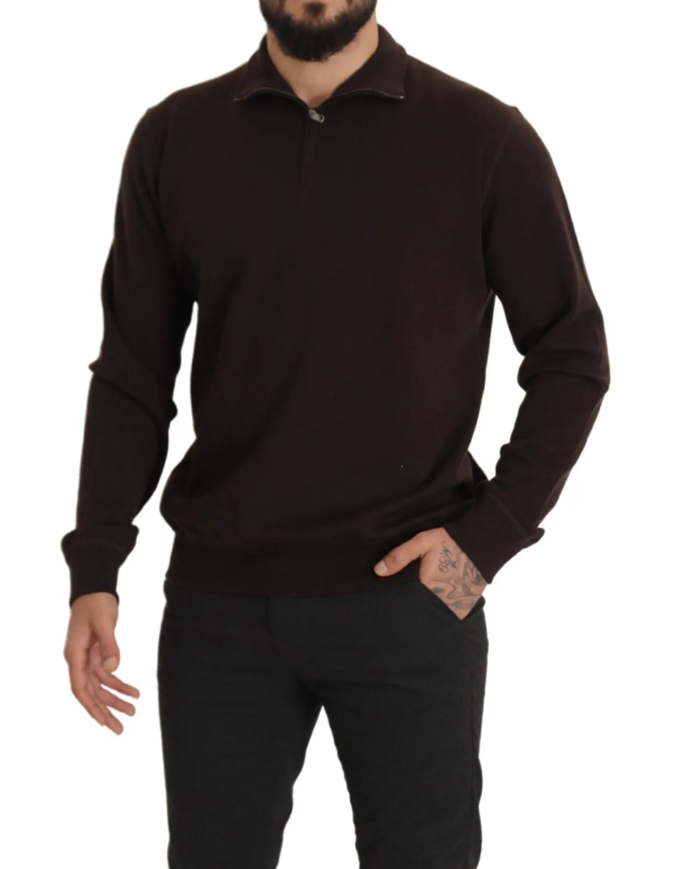 Dolce & Gabbana Men's Elegant Cashmere Zippered Pullover Sweater