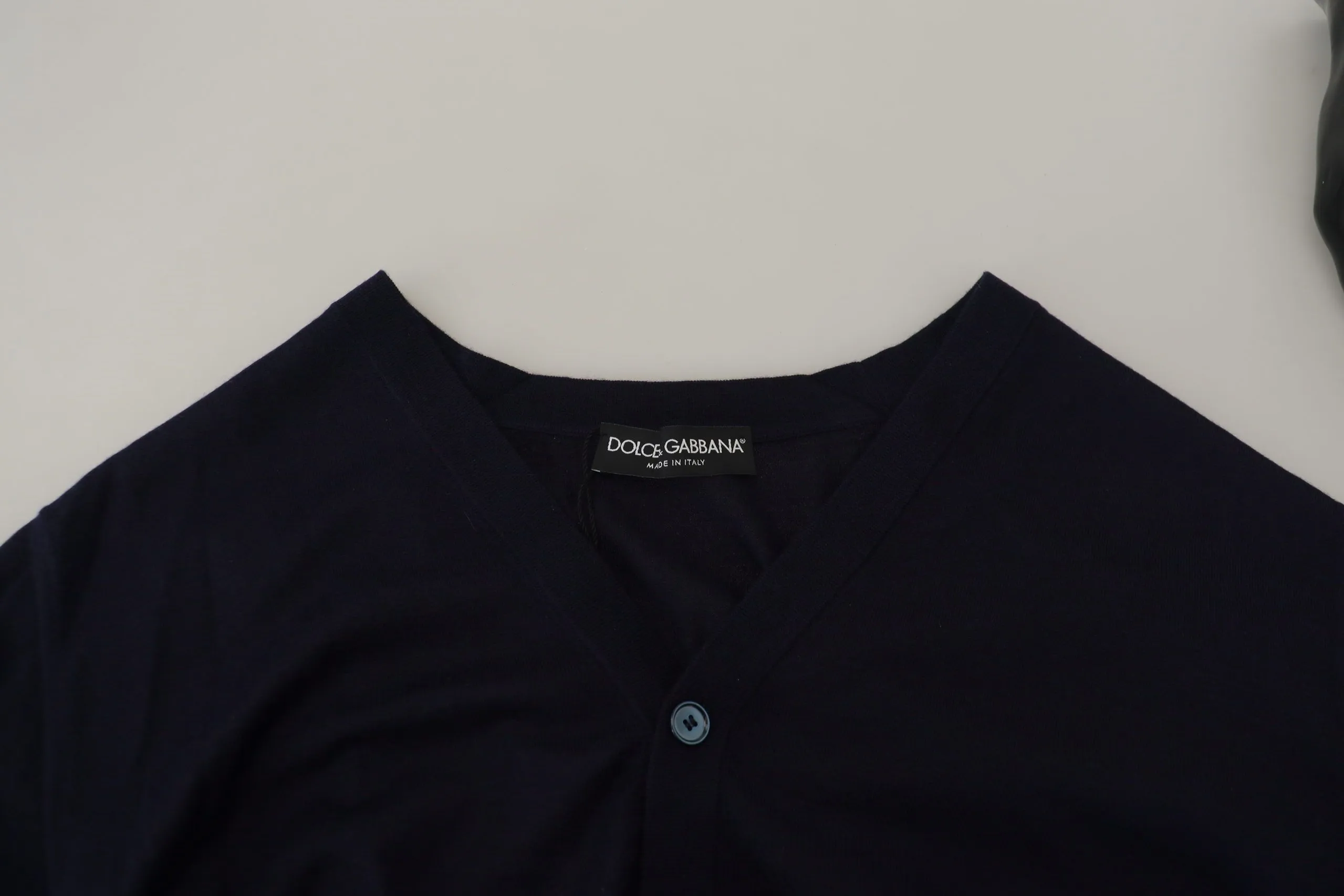 Dolce & Gabbana Men's Elegant Dark Blue Cashmere Cardigan