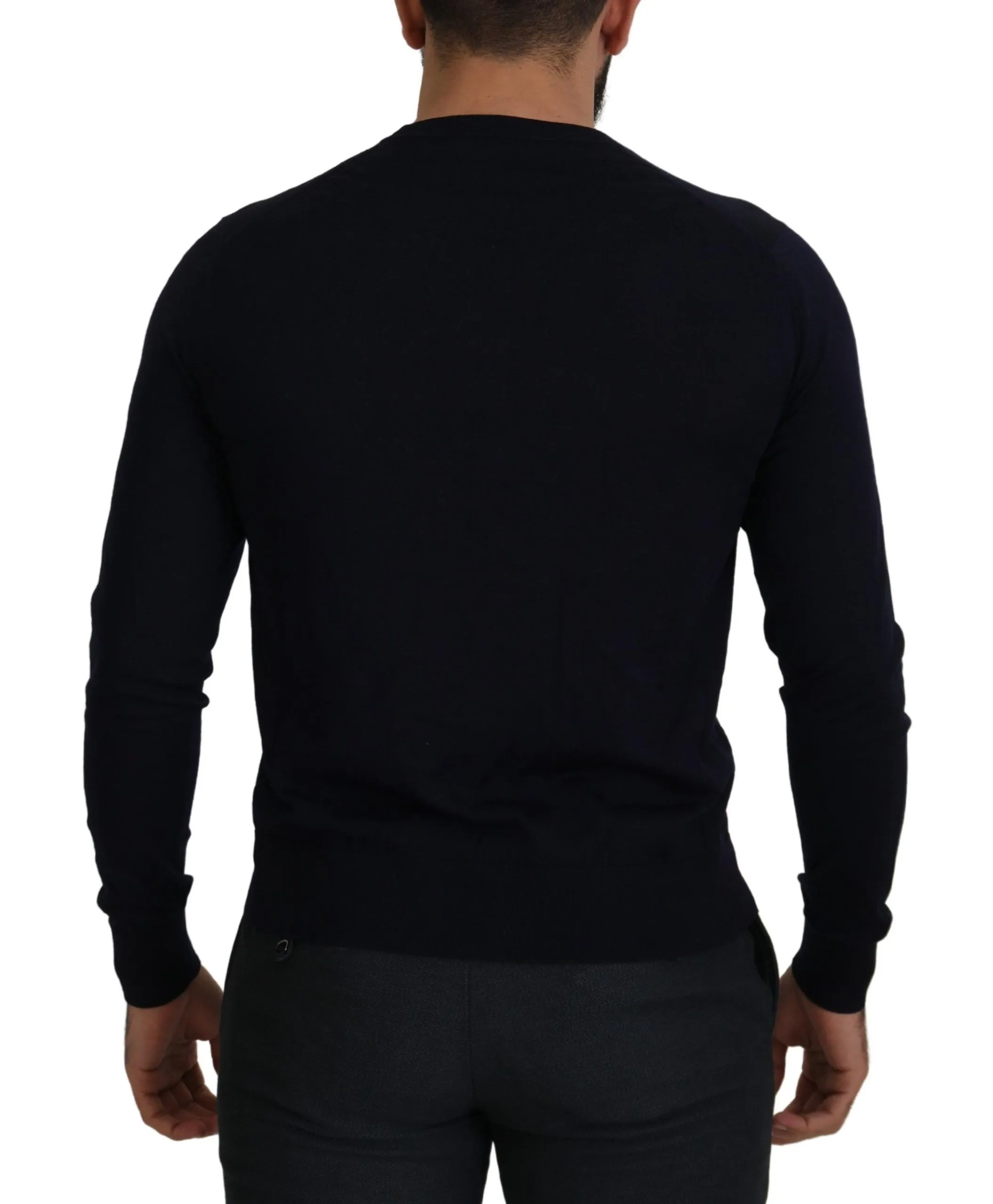 Dolce & Gabbana Men's Elegant Virgin Wool Cardigan Sweater in Blue
