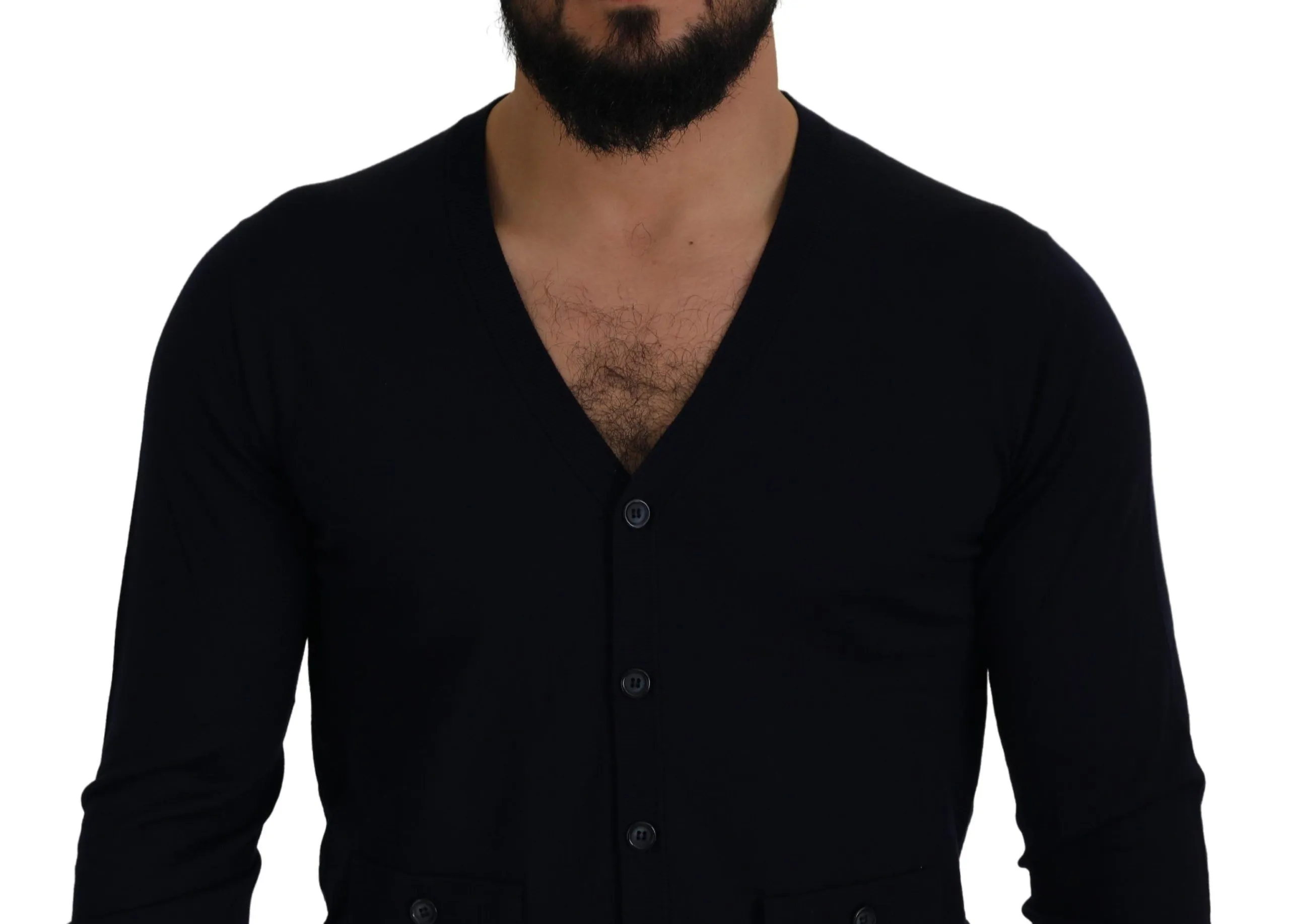 Dolce & Gabbana Men's Elegant Virgin Wool Cardigan Sweater in Blue