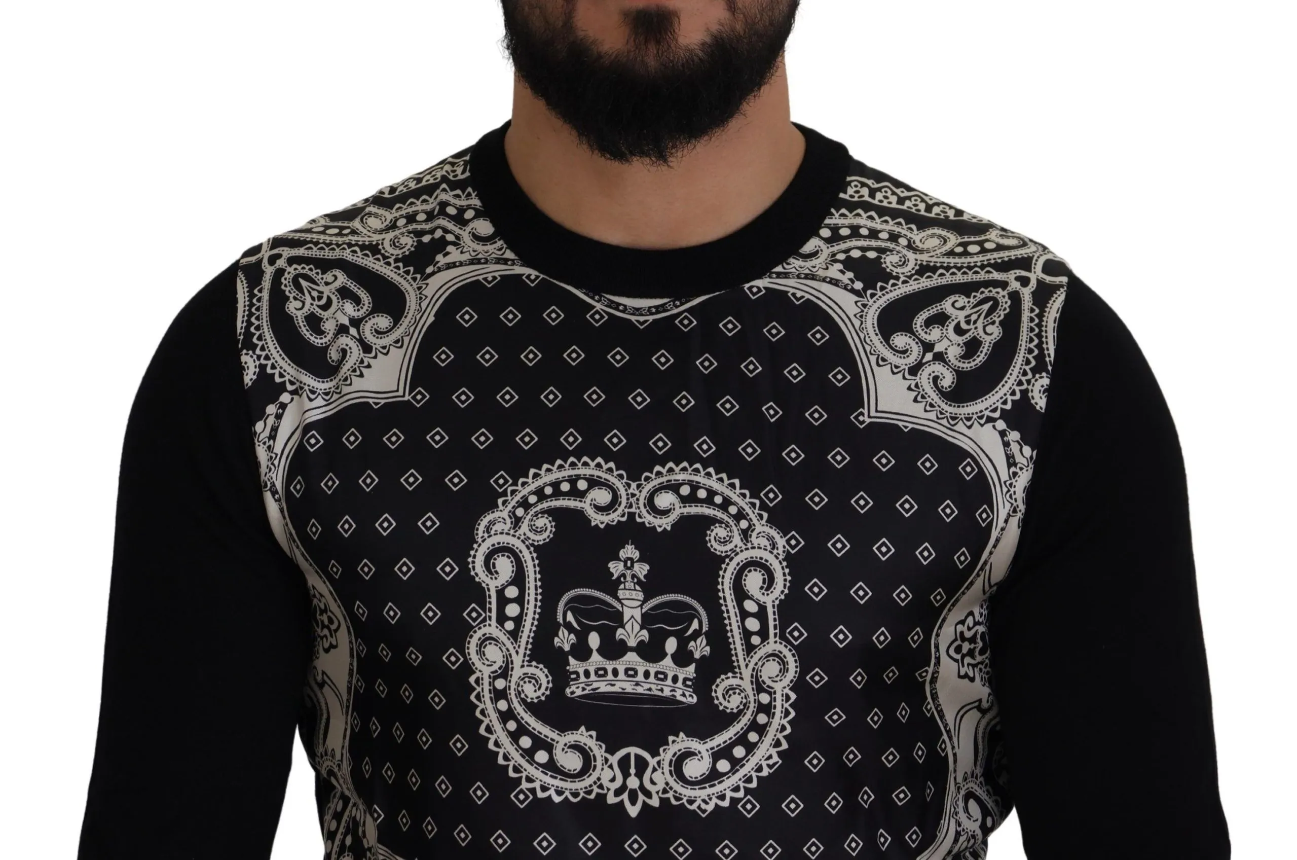 Dolce & Gabbana Men's Elegant Wool Silk Blend Crewneck Sweater