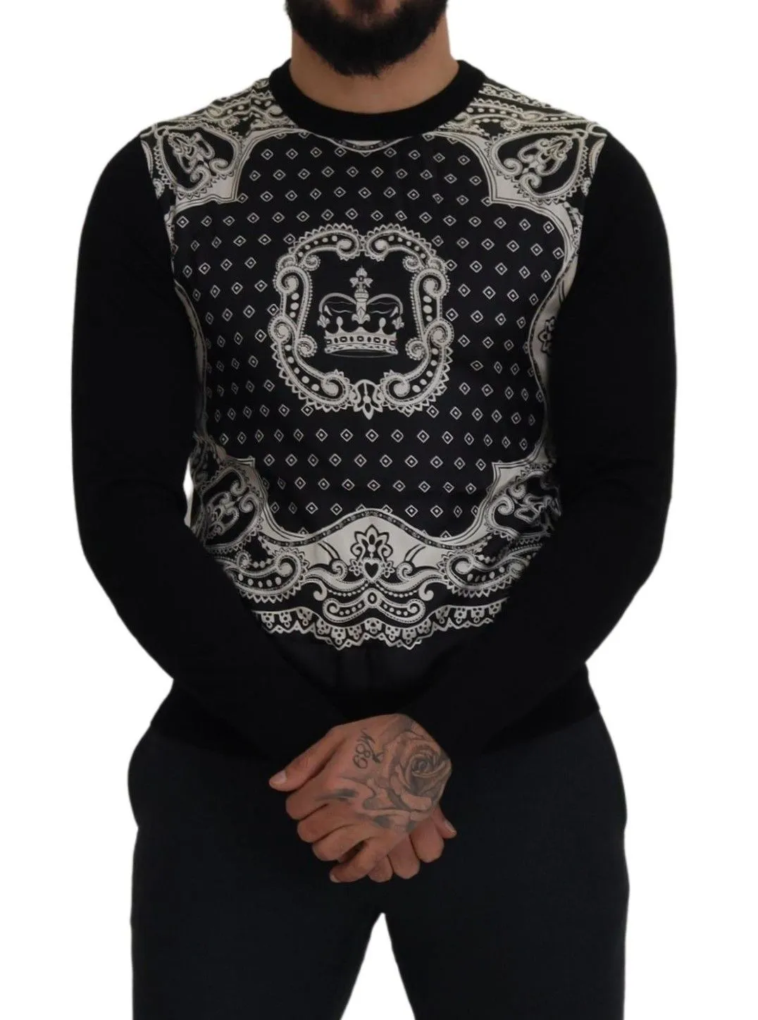 Dolce & Gabbana Men's Elegant Wool Silk Blend Crewneck Sweater