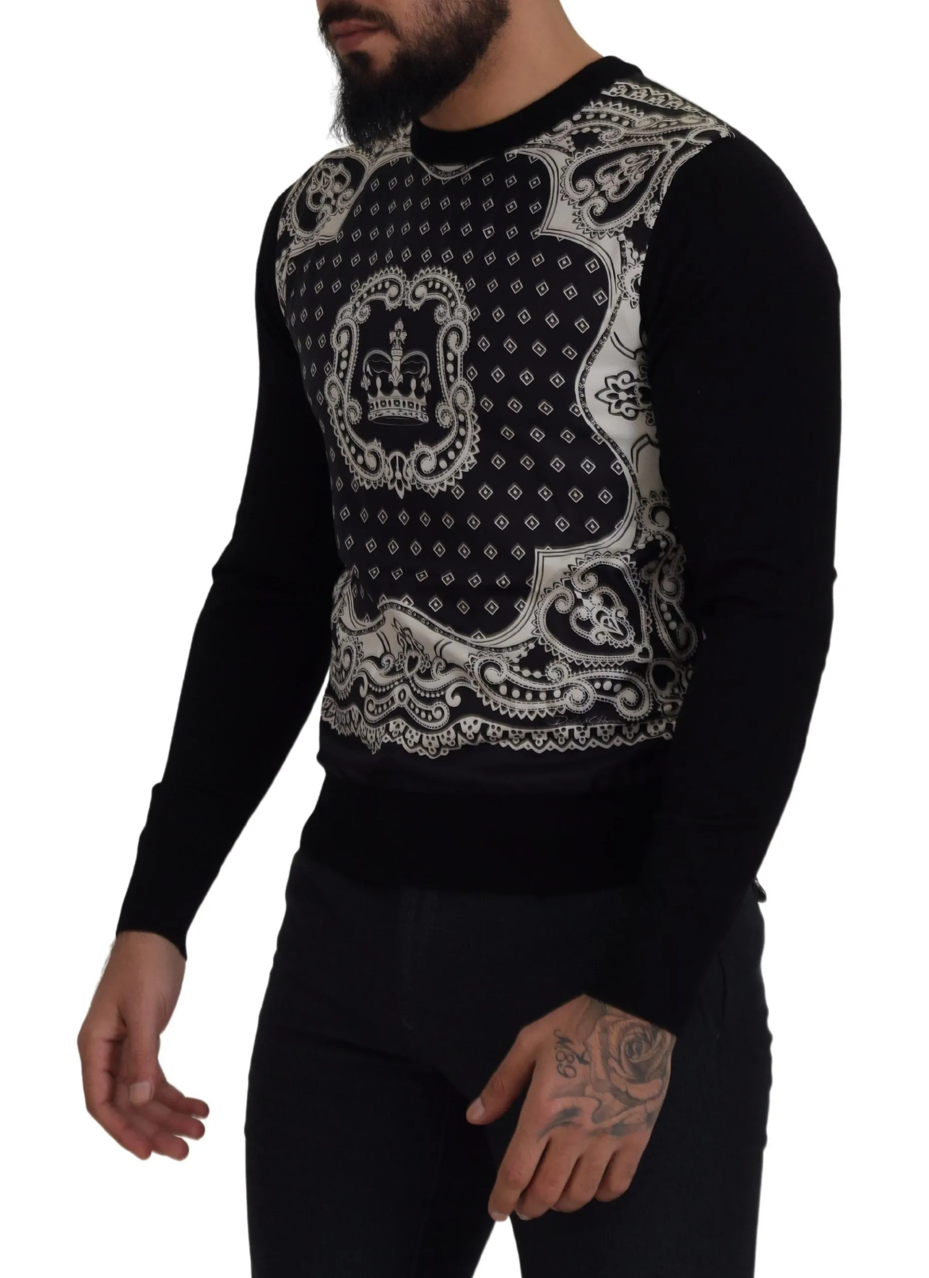 Dolce & Gabbana Men's Elegant Wool Silk Blend Crewneck Sweater
