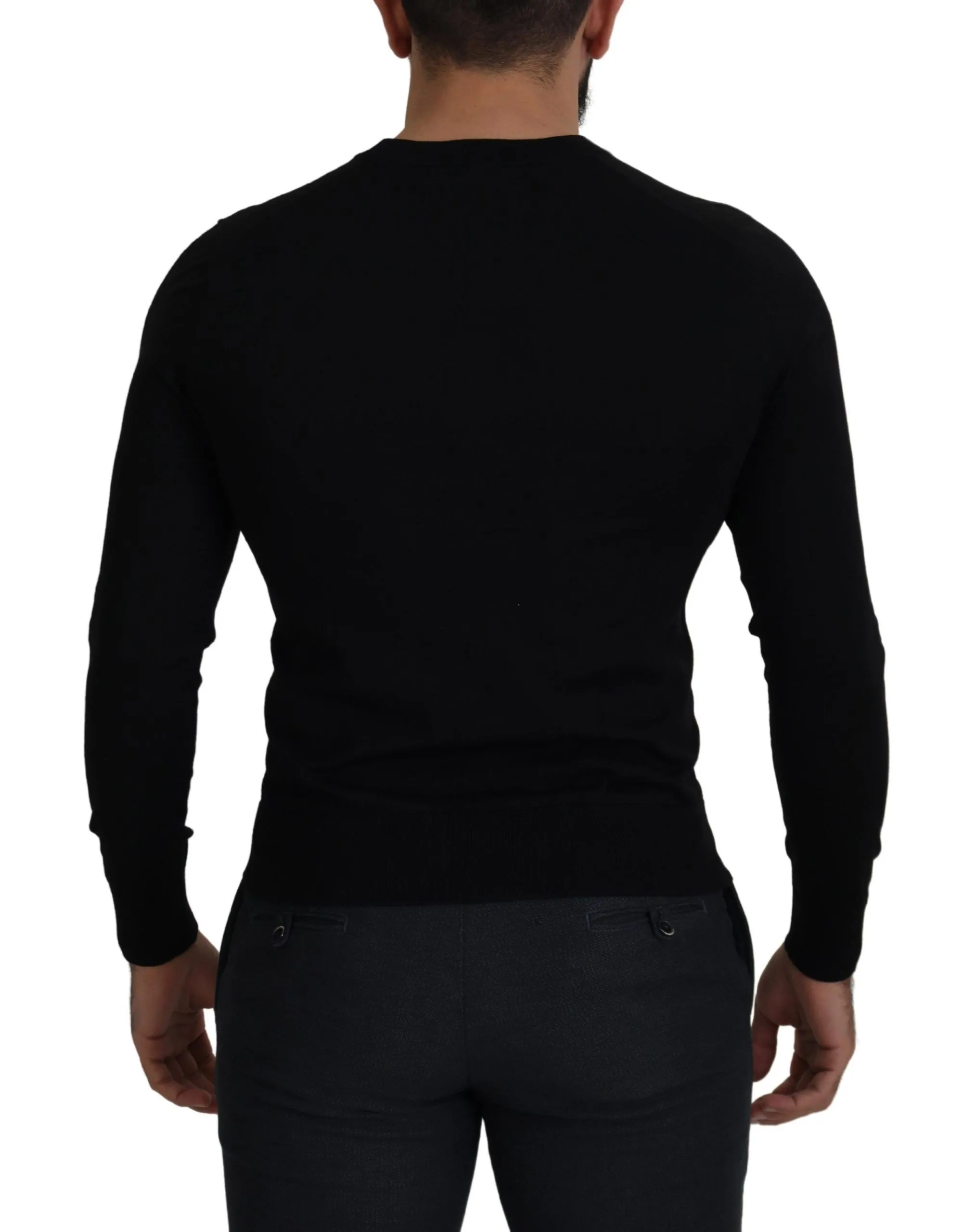 Dolce & Gabbana Men's Elegant Wool Buttoned Black Cardigan