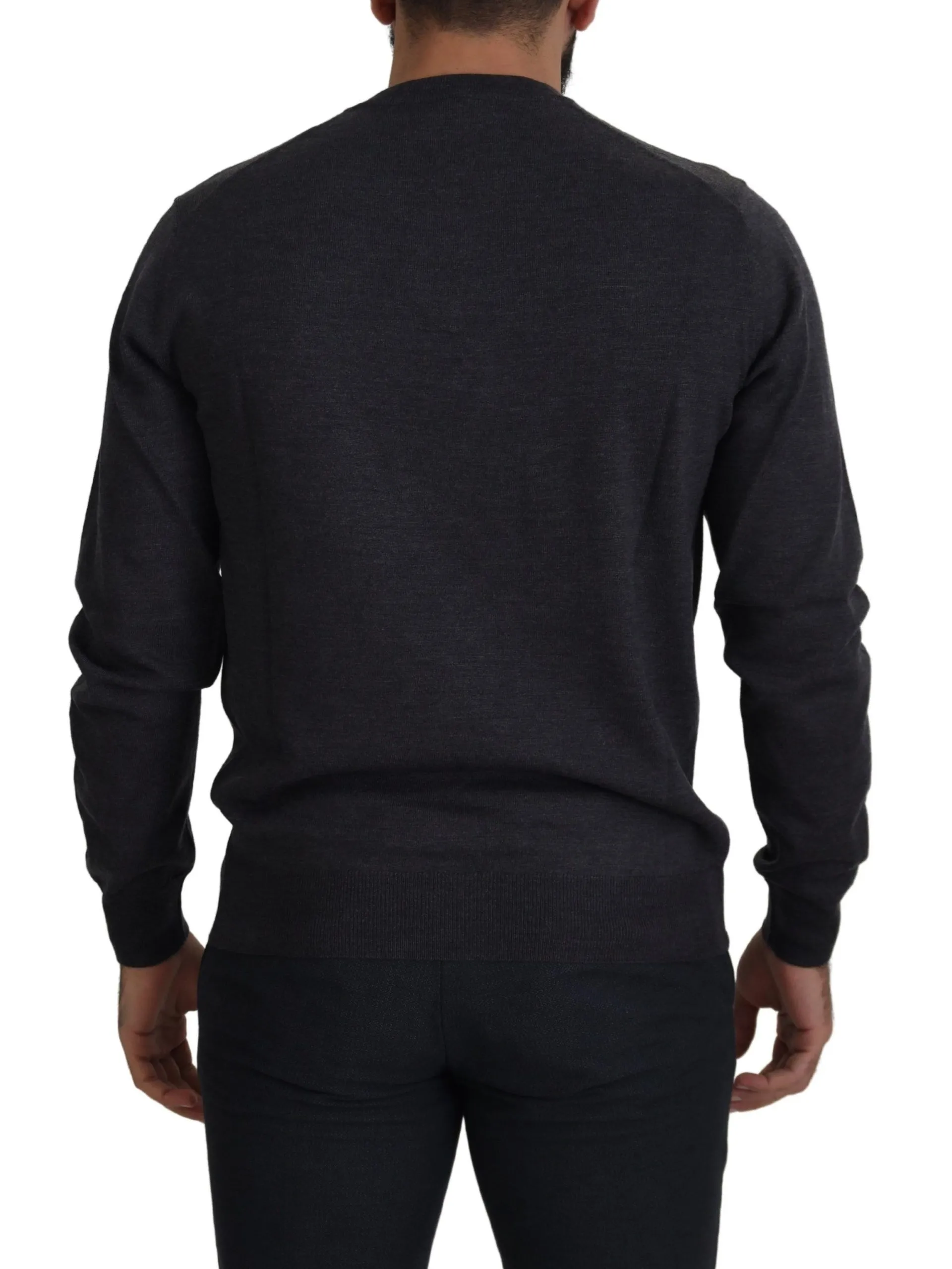 Dolce & Gabbana Men's Elegant V-Neck Crown Wool Sweater
