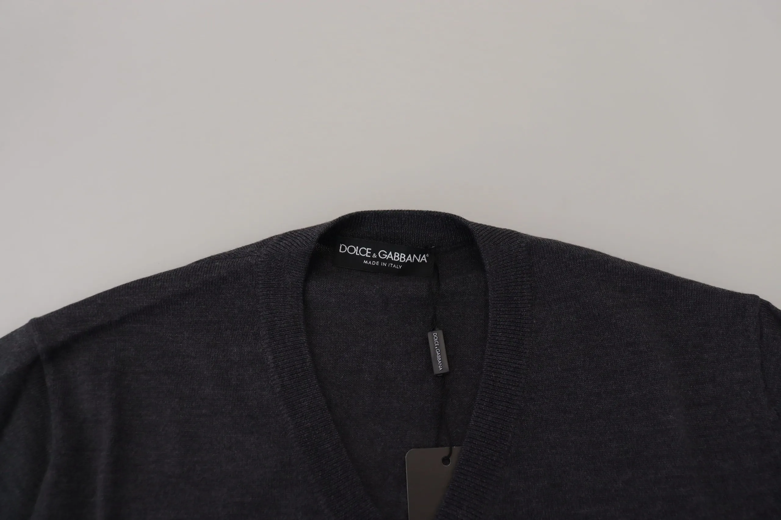 Dolce & Gabbana Men's Elegant V-Neck Crown Wool Sweater