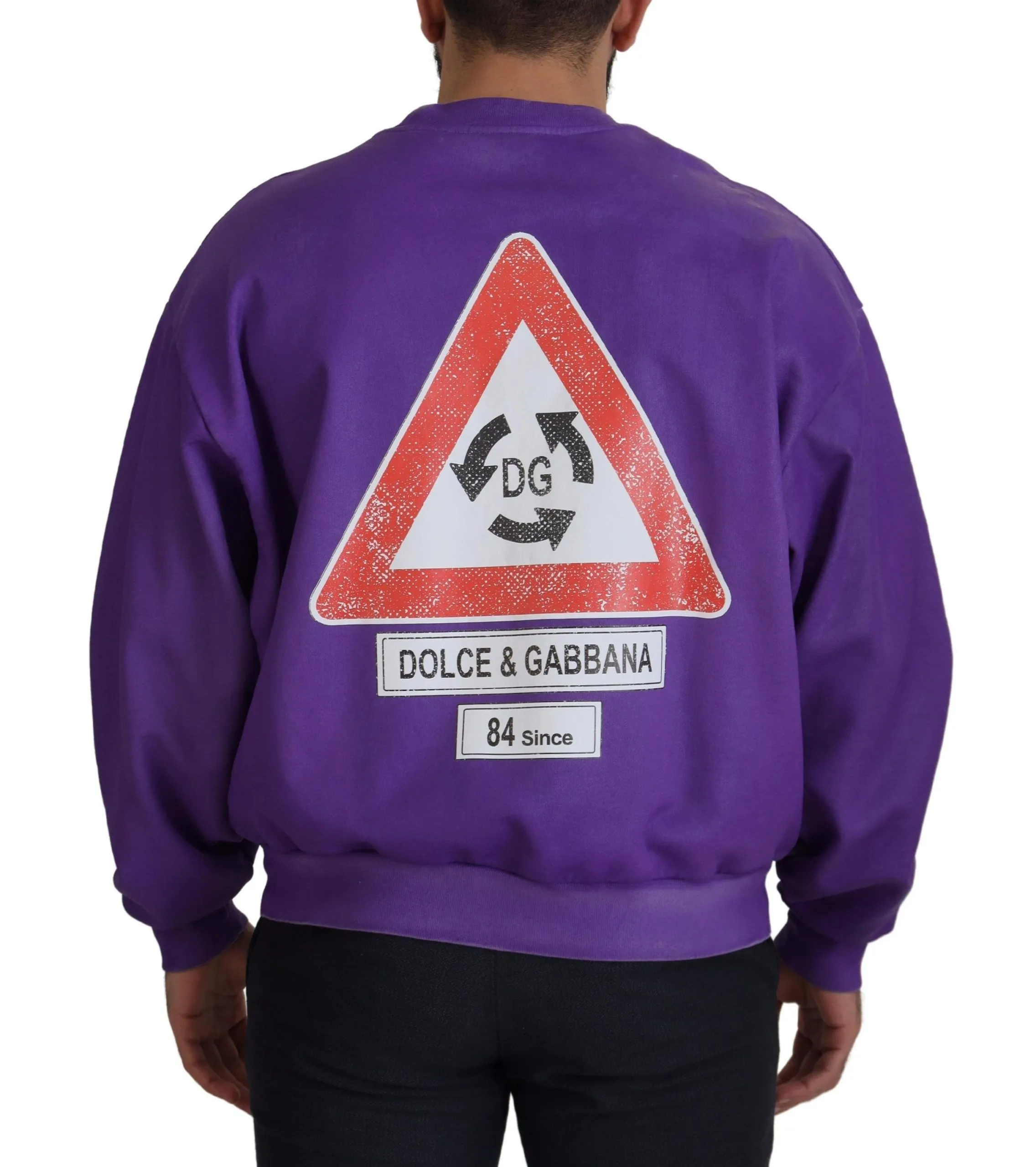 Dolce & Gabbana Men's Elegant Purple Cotton Crewneck Sweater