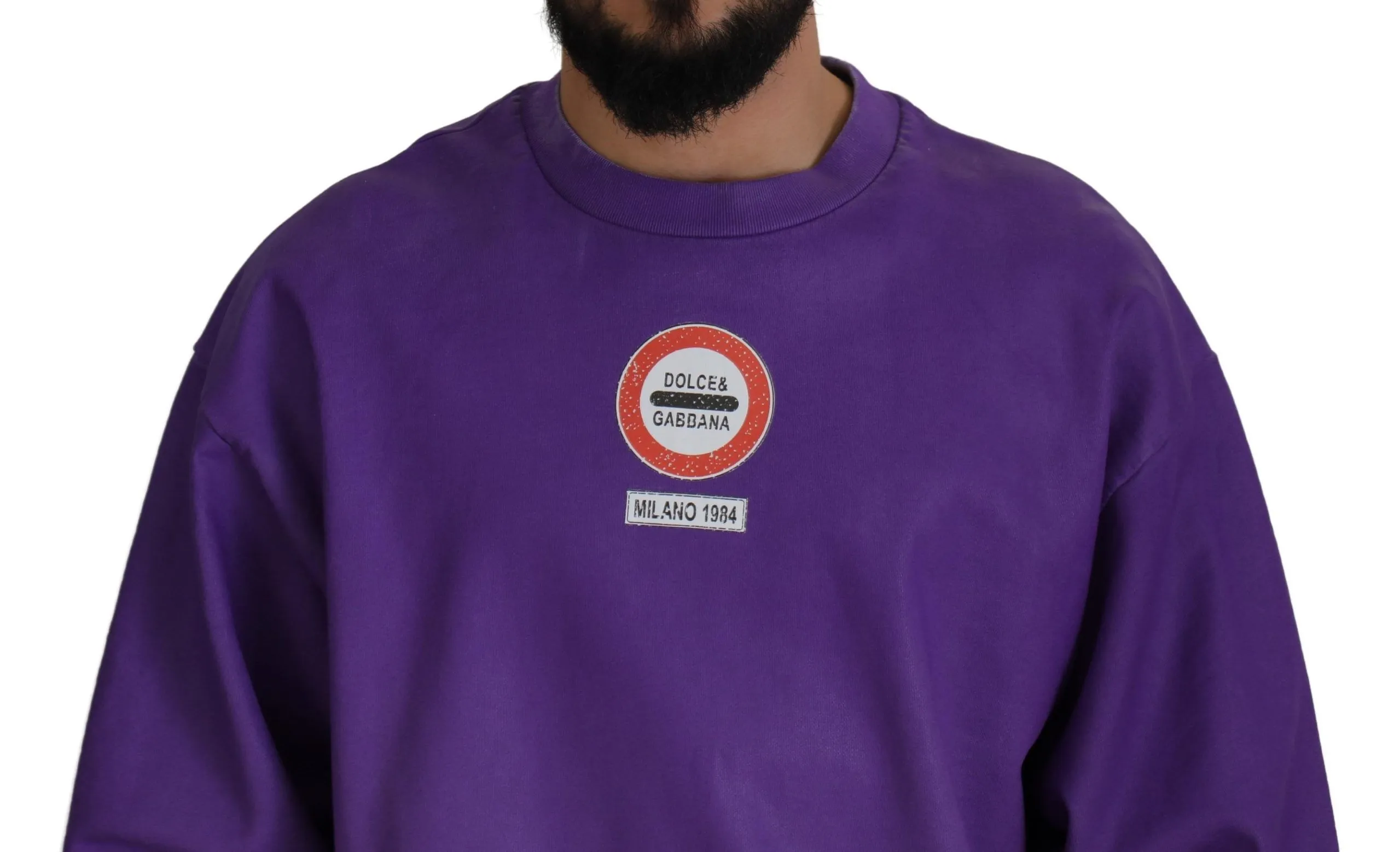 Dolce & Gabbana Men's Elegant Purple Cotton Crewneck Sweater