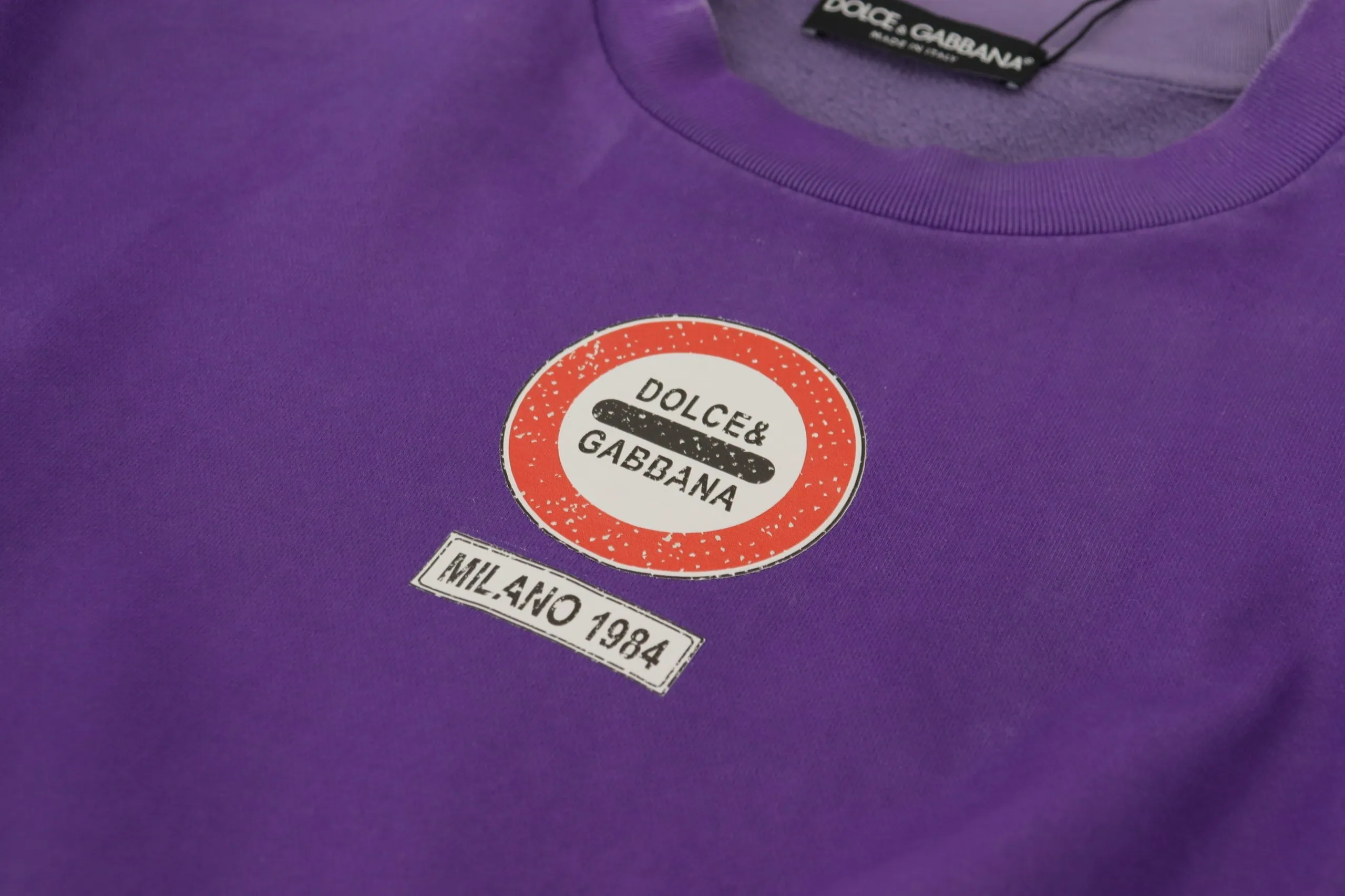 Dolce & Gabbana Men's Elegant Purple Cotton Crewneck Sweater
