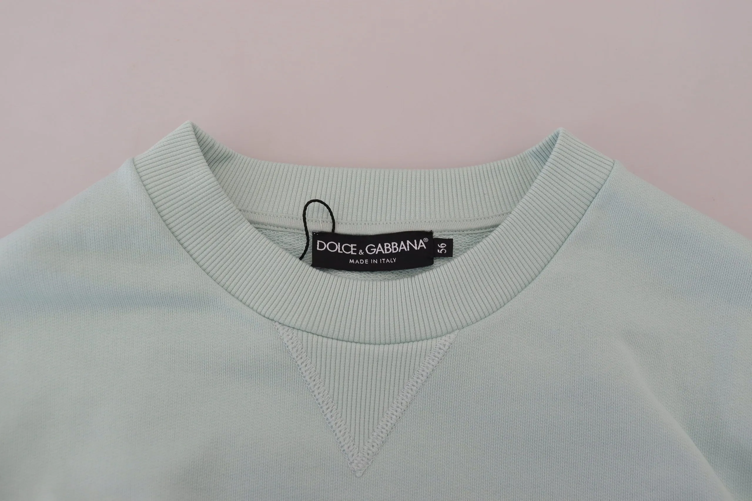 Dolce & Gabbana Men's Mint Green Cotton Pullover Sweater
